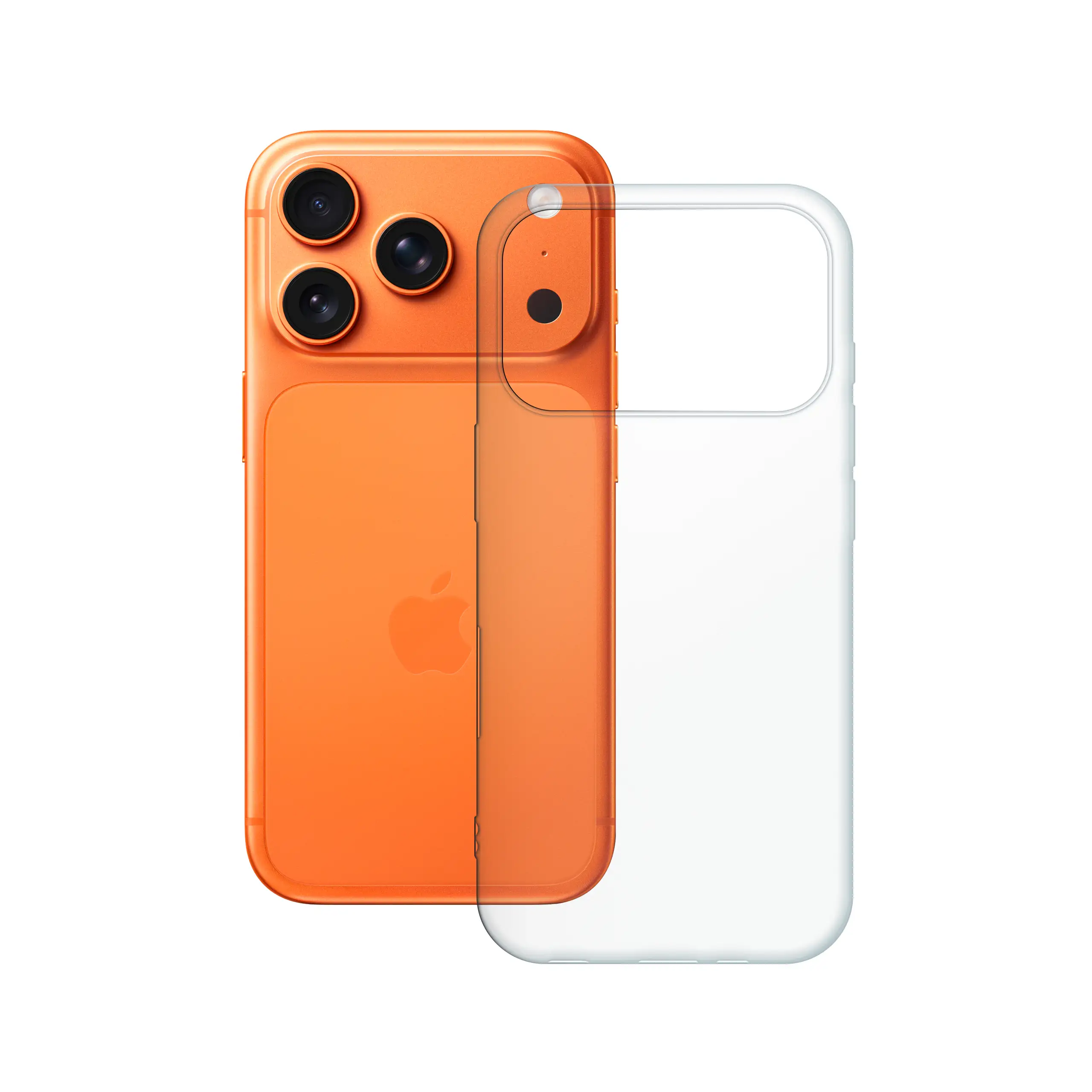 Etui silikonowe przezroczyste Polski Banan obok telefonu Apple iPhone 17 Pro