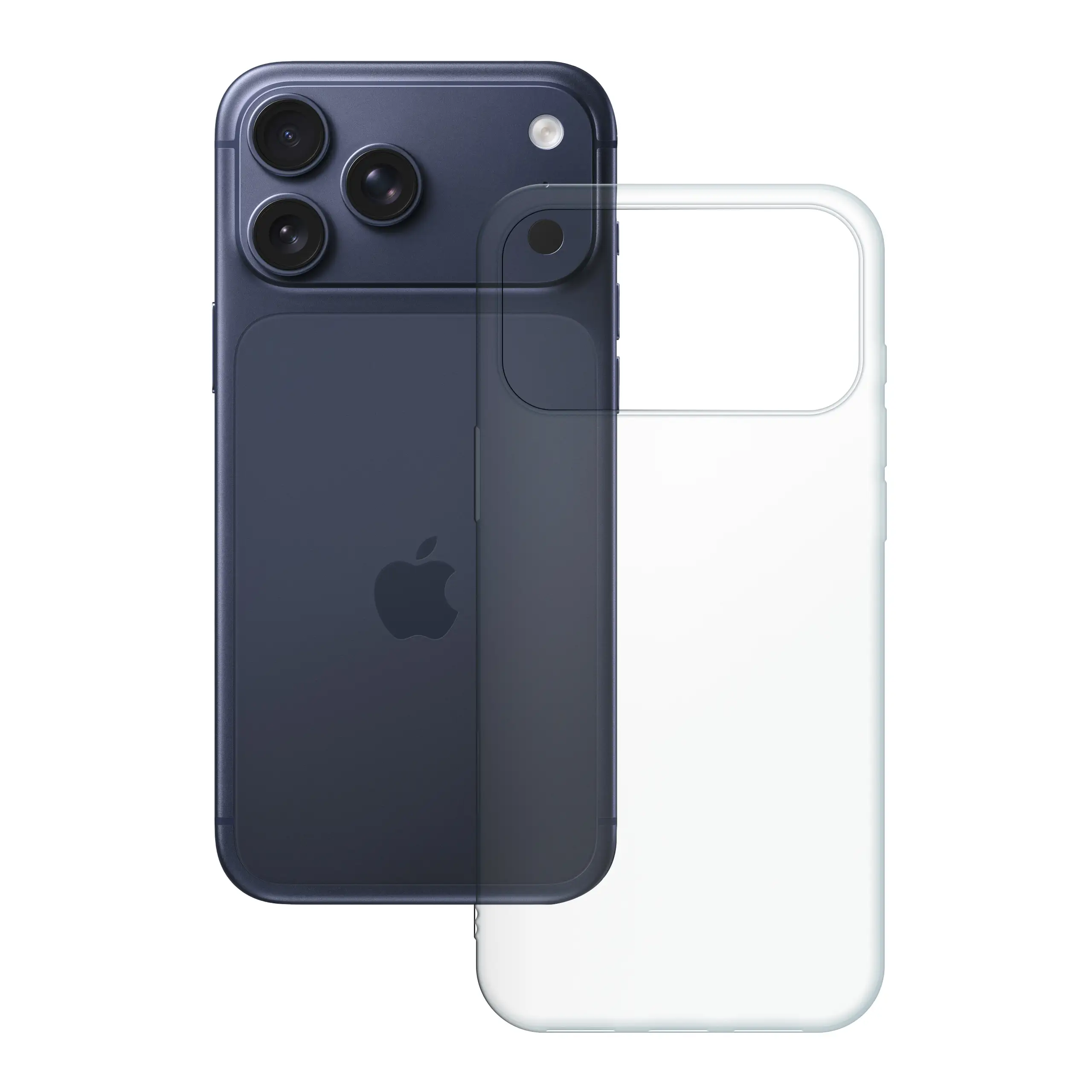 Etui silikonowe przezroczyste Polski Banan obok telefonu Apple iPhone 17 Pro Max