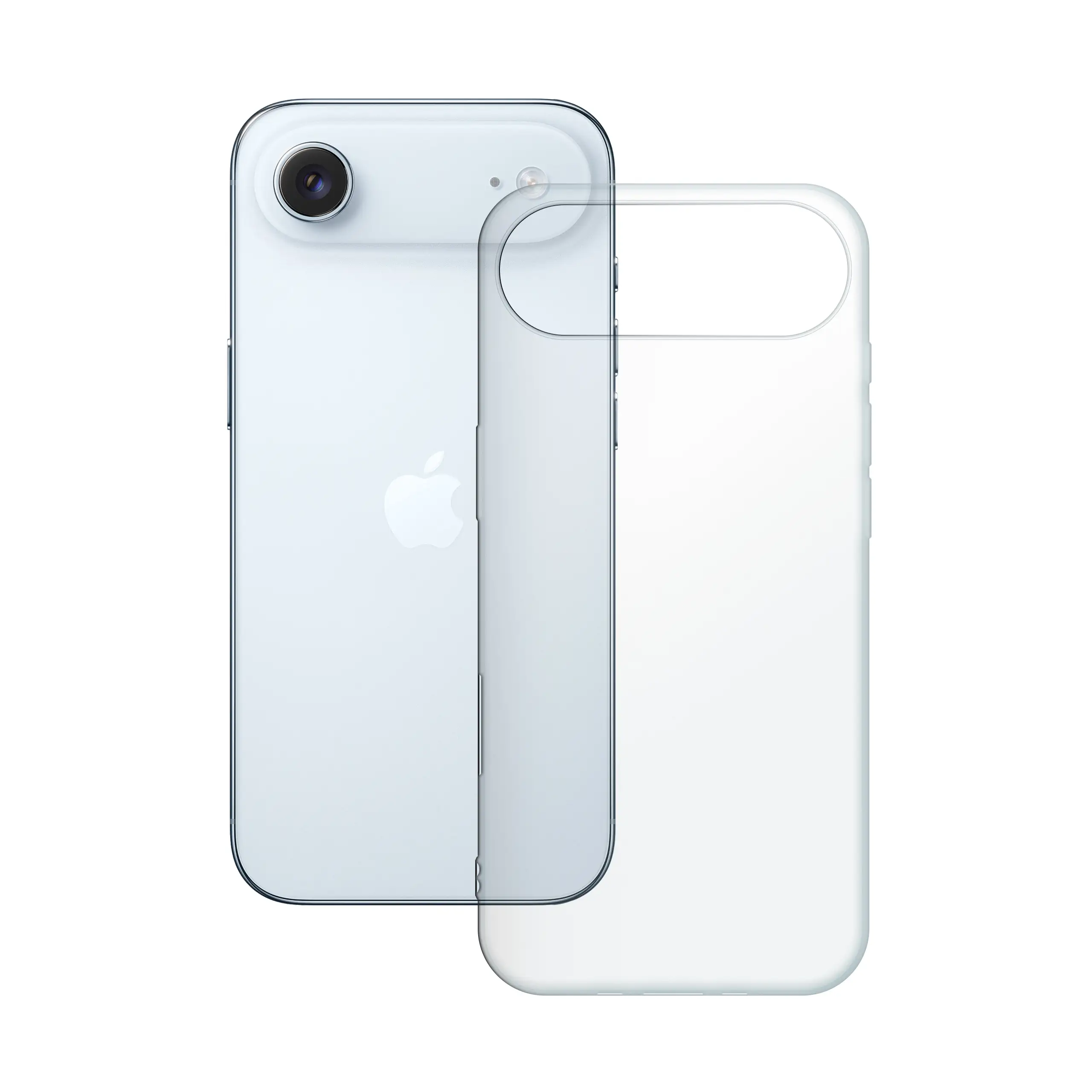 Etui silikonowe przezroczyste Polski Banan obok telefonu Apple iPhone Air