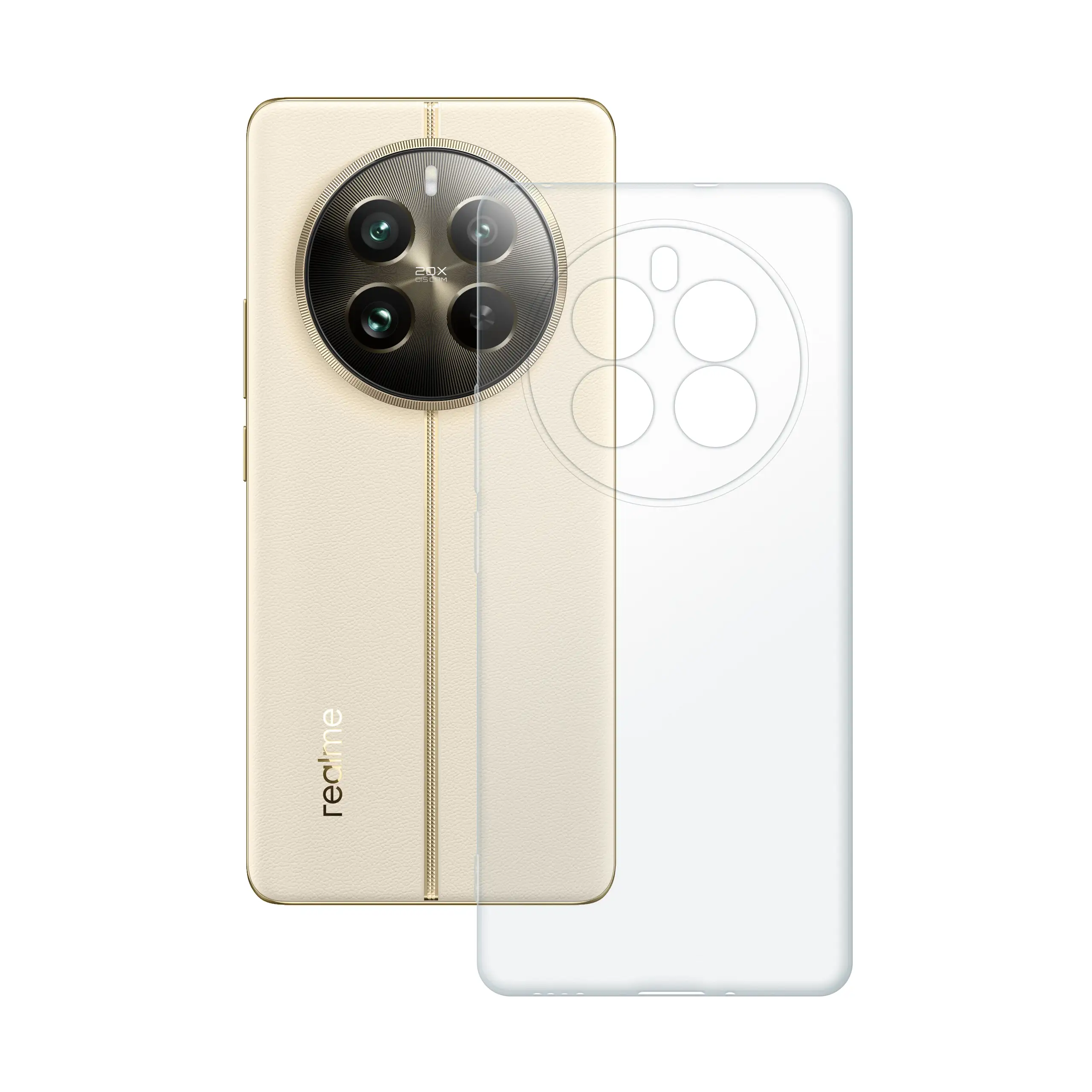 Etui silikonowe przezroczyste Polski Banan obok telefonu Realme 12 Pro / 12 Pro Plus