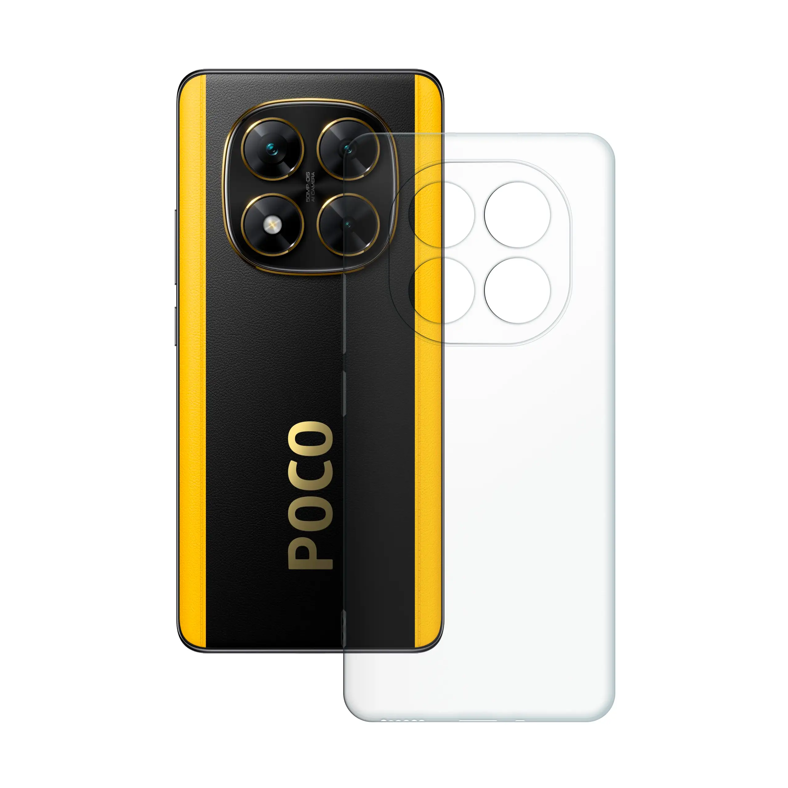 Etui silikonowe przezroczyste Polski Banan obok telefonu Xiaomi POCO X7 5G