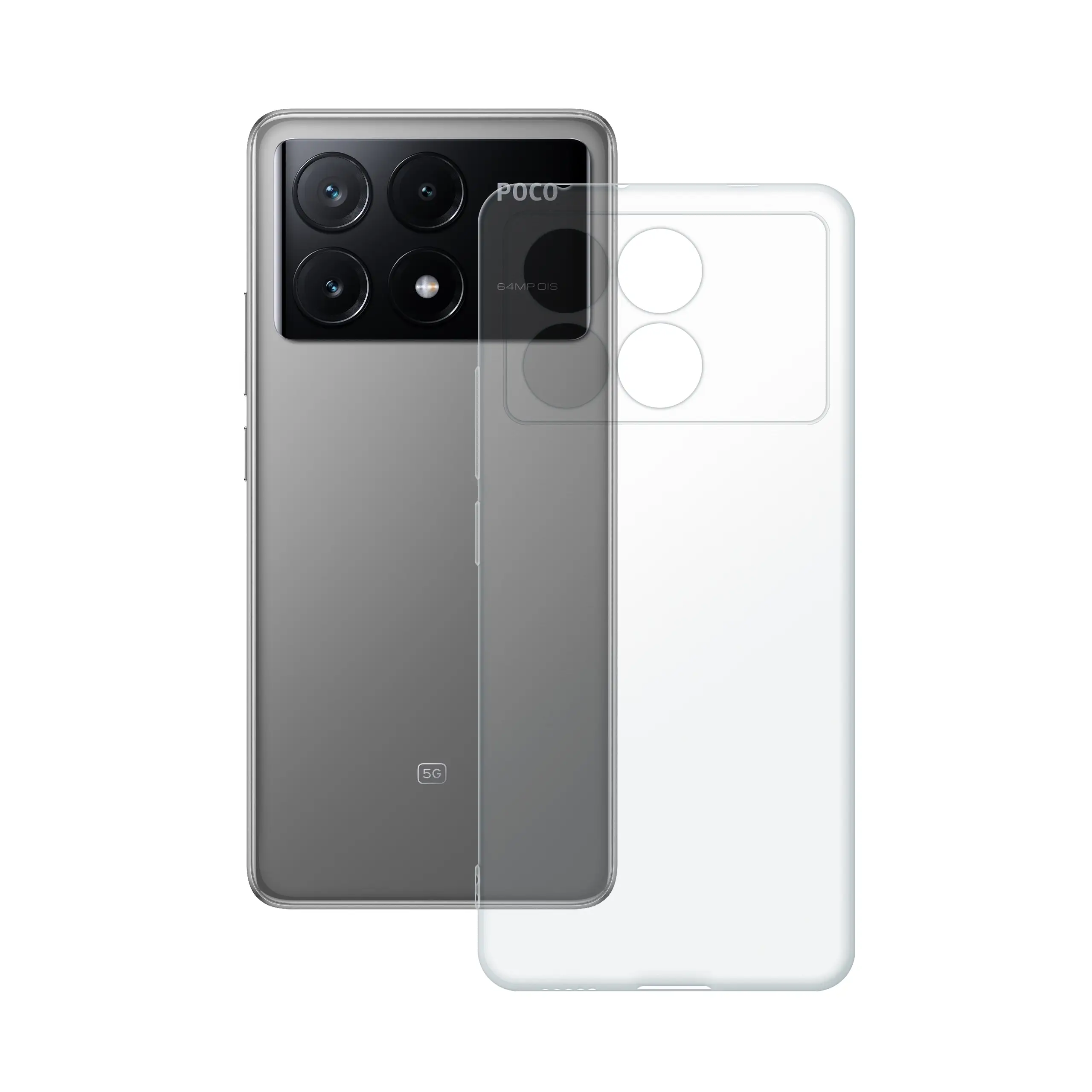 Etui silikonowe przezroczyste Polski Banan obok telefonu Xiaomi POCO X6 Pro