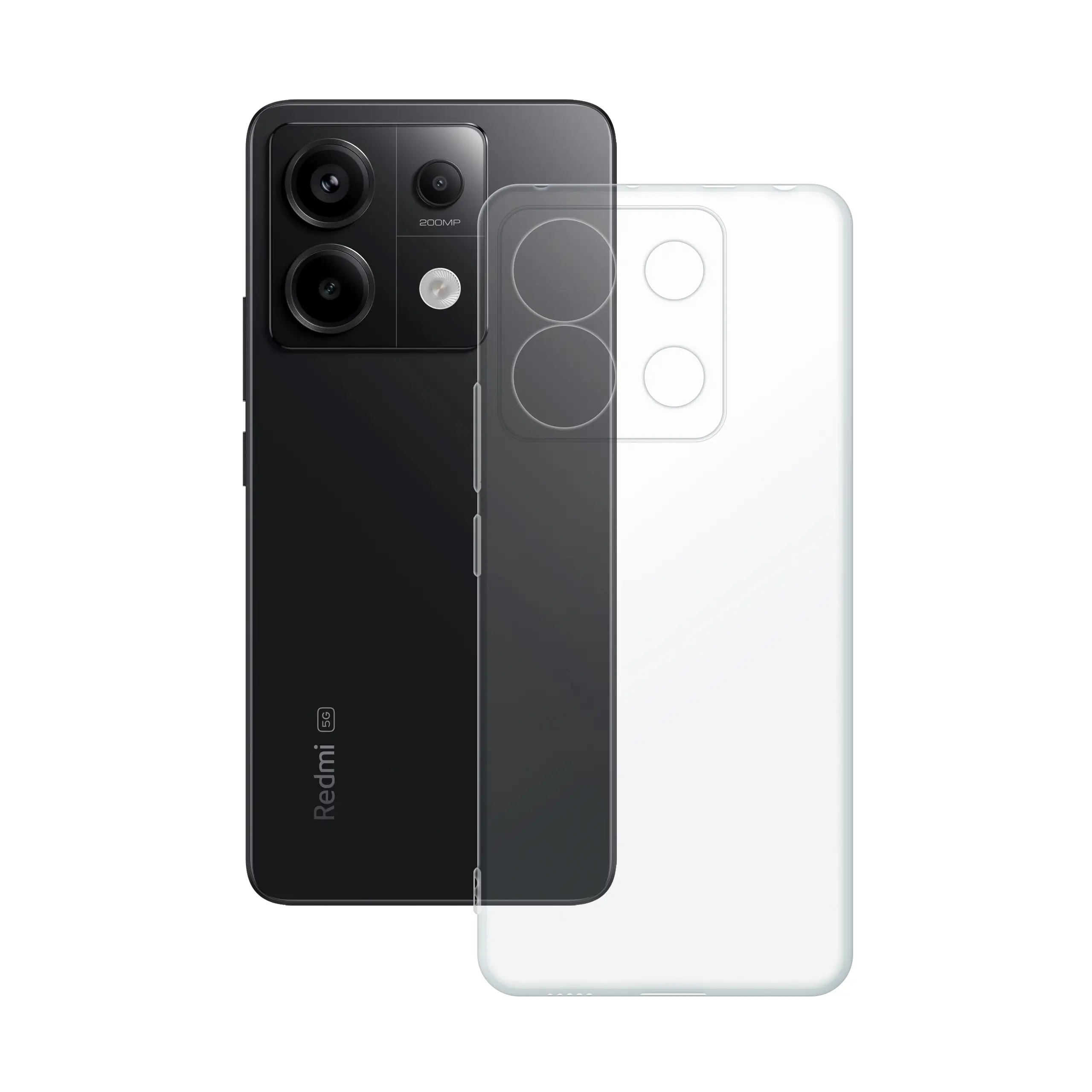 Etui silikonowe przezroczyste Polski Banan obok telefonu Xiaomi Redmi Note 13 Pro 5G