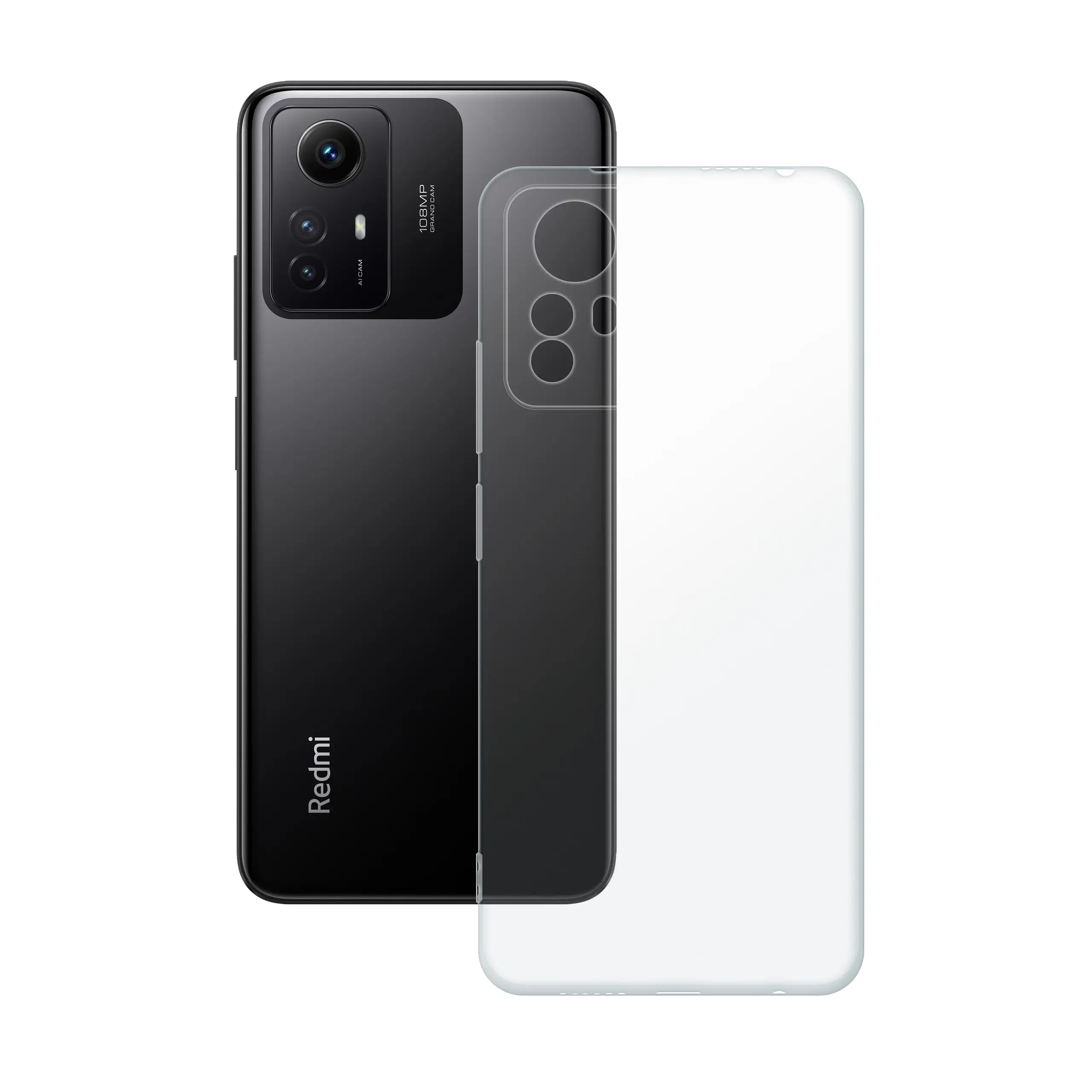 Etui silikonowe przezroczyste Polski Banan obok telefonu Xiaomi Redmi Note 12S