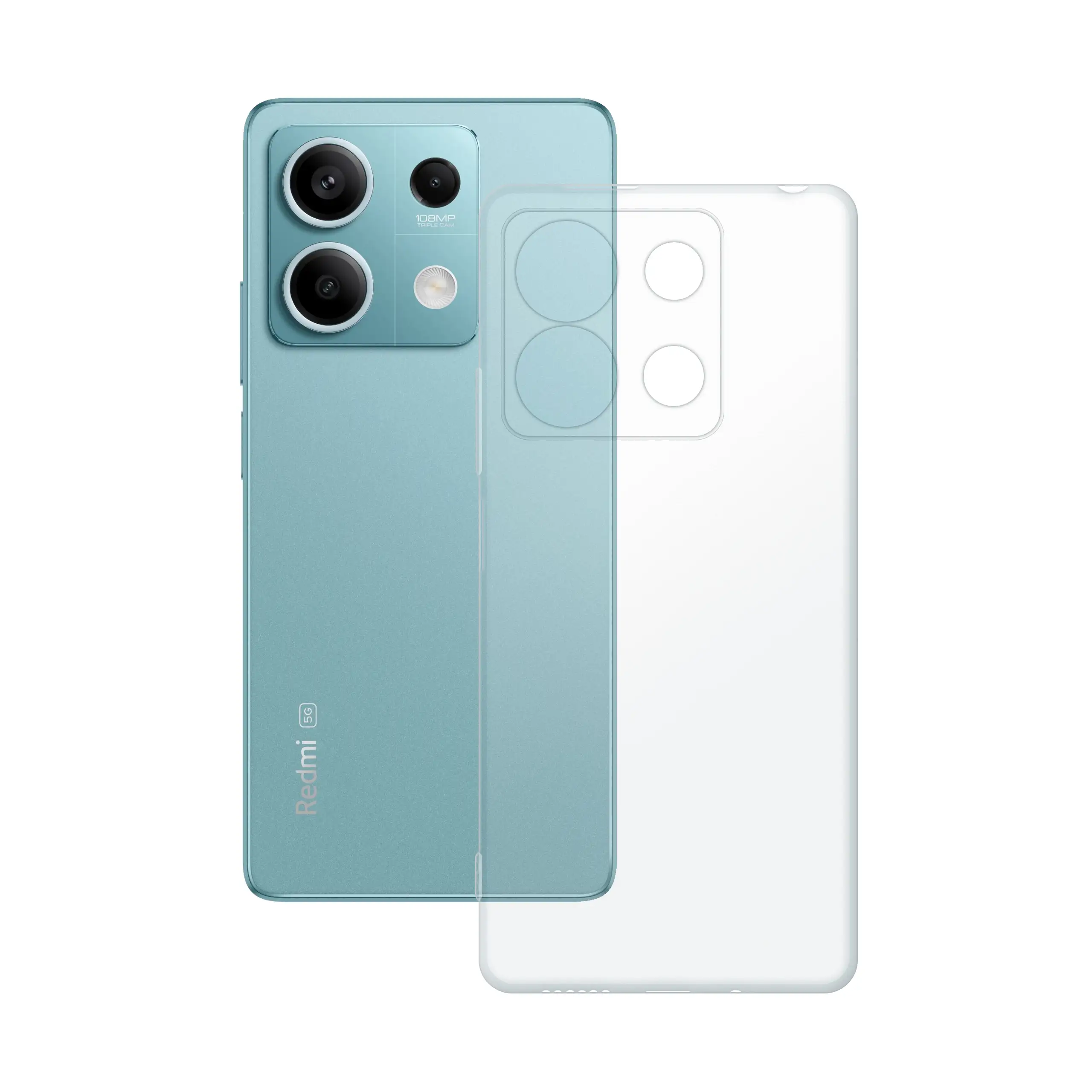 Etui silikonowe przezroczyste Polski Banan obok telefonu Xiaomi Redmi Note 13 5G