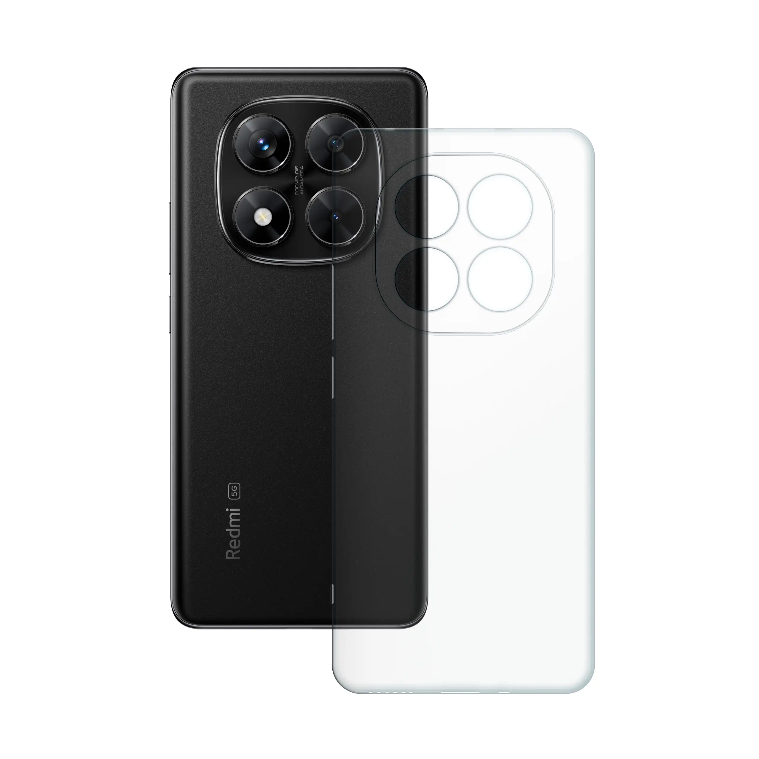 Etui silikonowe przezroczyste Polski Banan obok telefonu Xiaomi Redmi Note 14 Pro 5G
