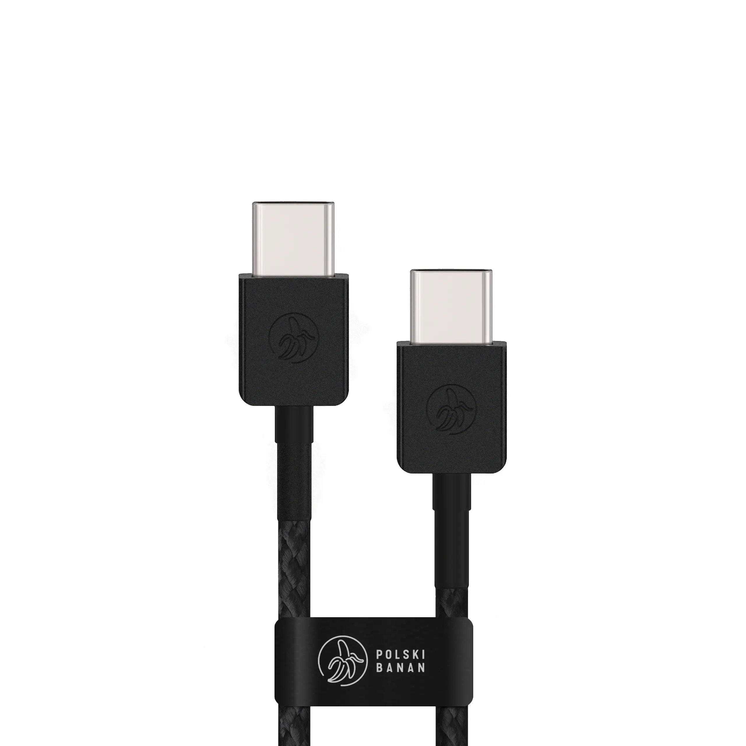 Kabel Polski Banan USB-C do USB-C spięty rzepem-organizerem ułatwiającym przechowywanie