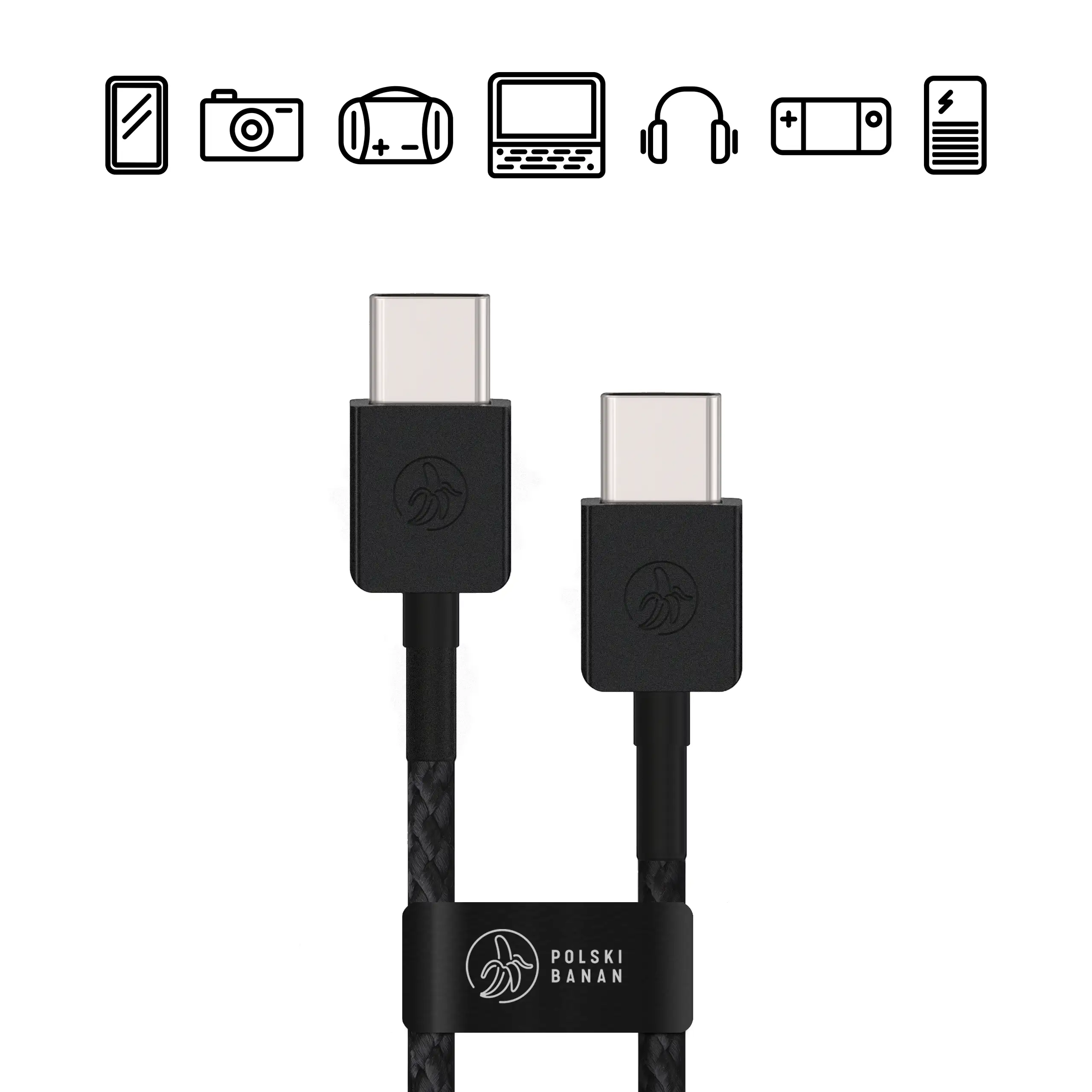 Przekrój kabla USB-C ukazujący solidne wnętrze i podwójne ekranowanie