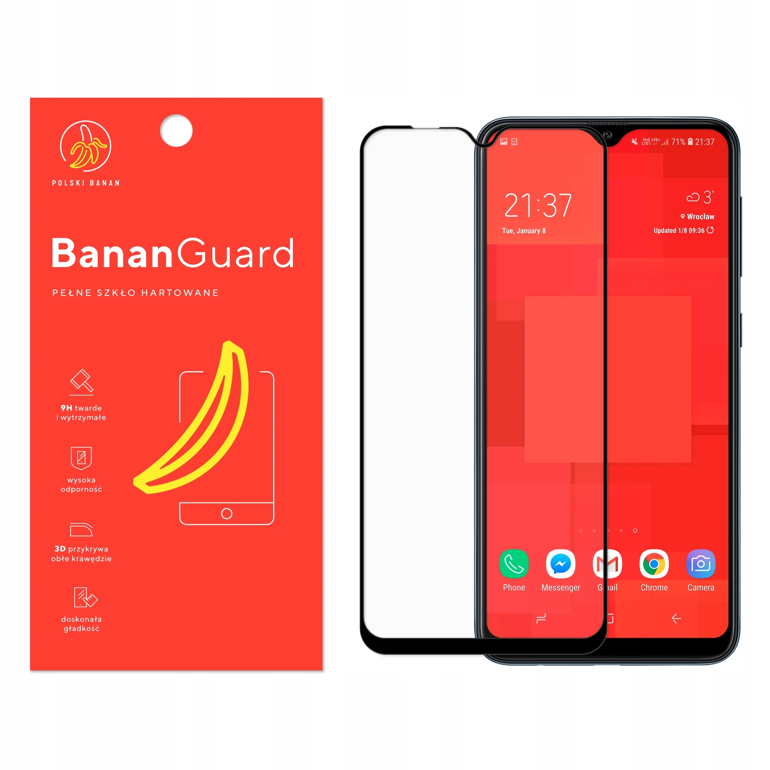 Szkło hartowane 5D Polski Banan BananGuard w kolorze czarnym do Samsung Galaxy A10