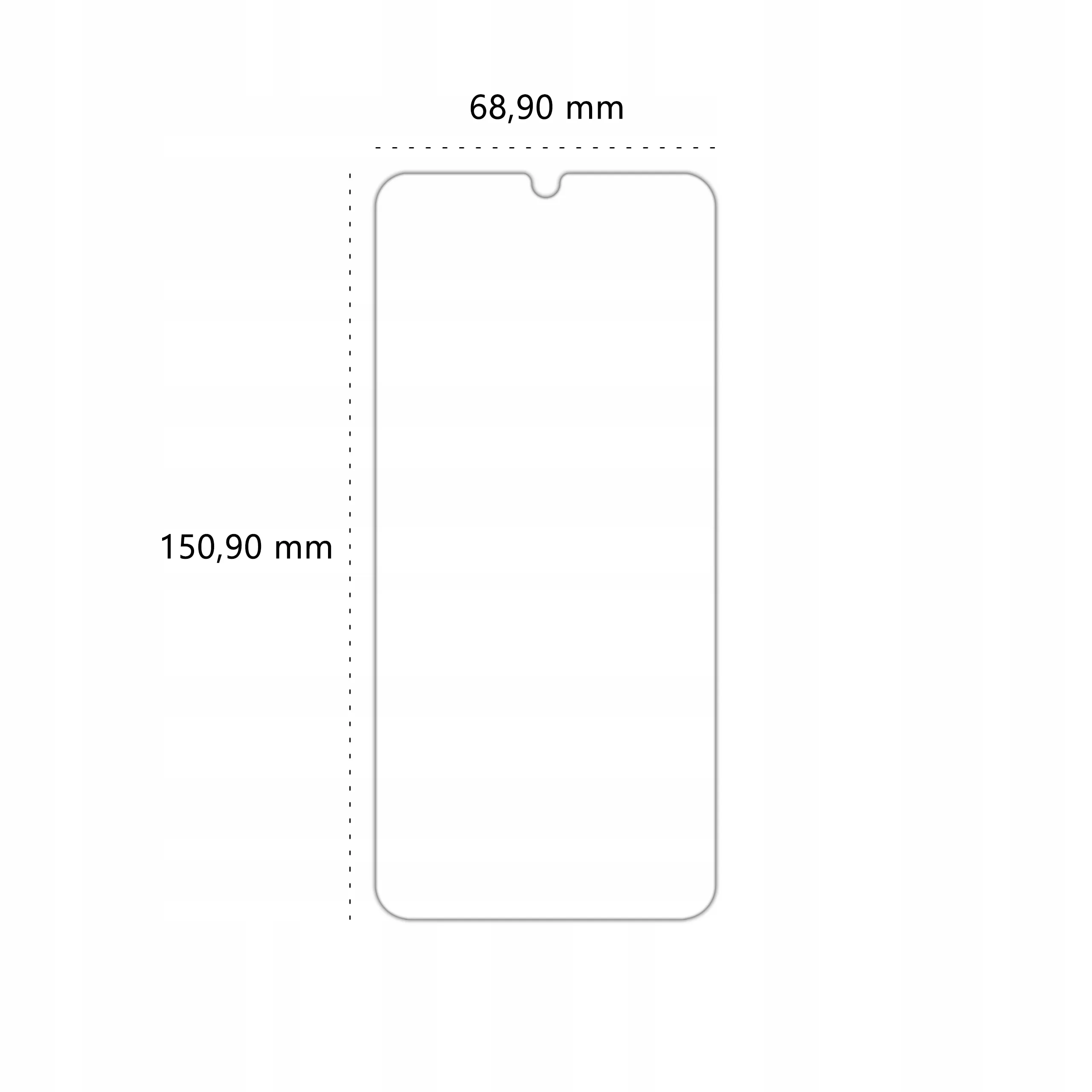 Wymiary szkła hybrydowego Polski Banan BananFlex do telefonu Xiaomi Redmi 7