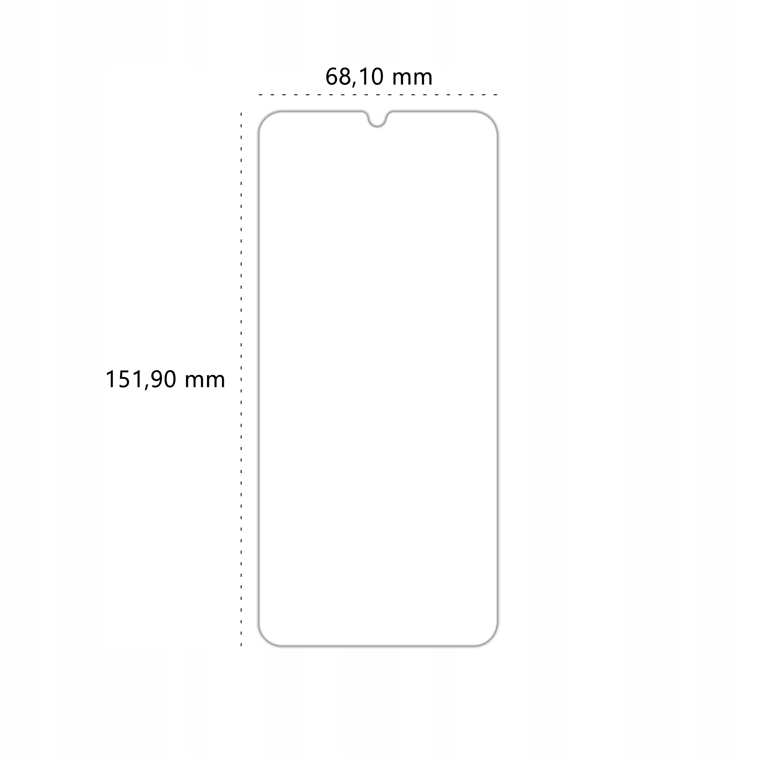 Wymiary szkła hybrydowego Polski Banan BananFlex do telefonu Samsung Galaxy A50