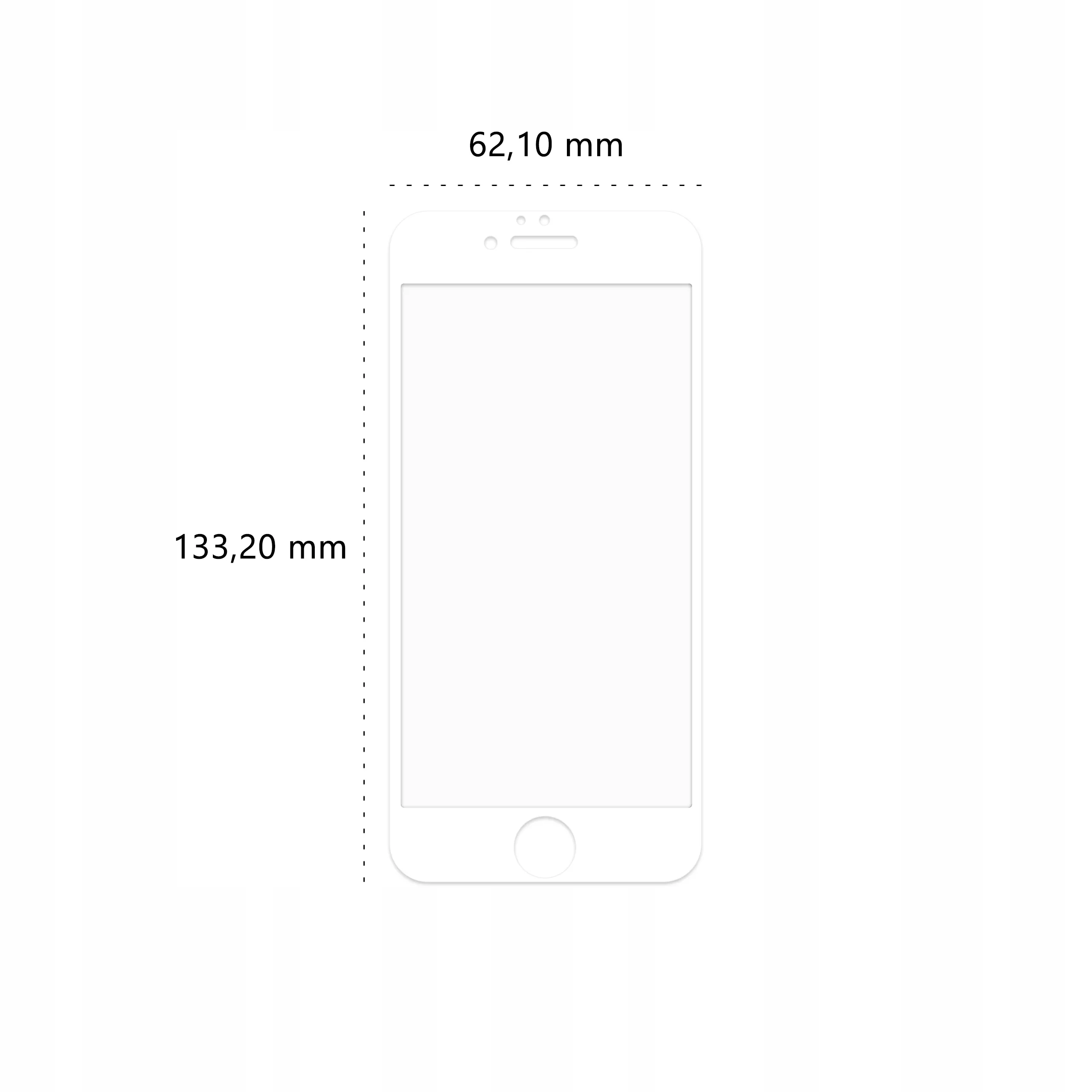 Wymiary szkła hartowanego 3D Polski Banan BananGuard w kolorze białym do telefonu Apple iPhone 6 / 6s
