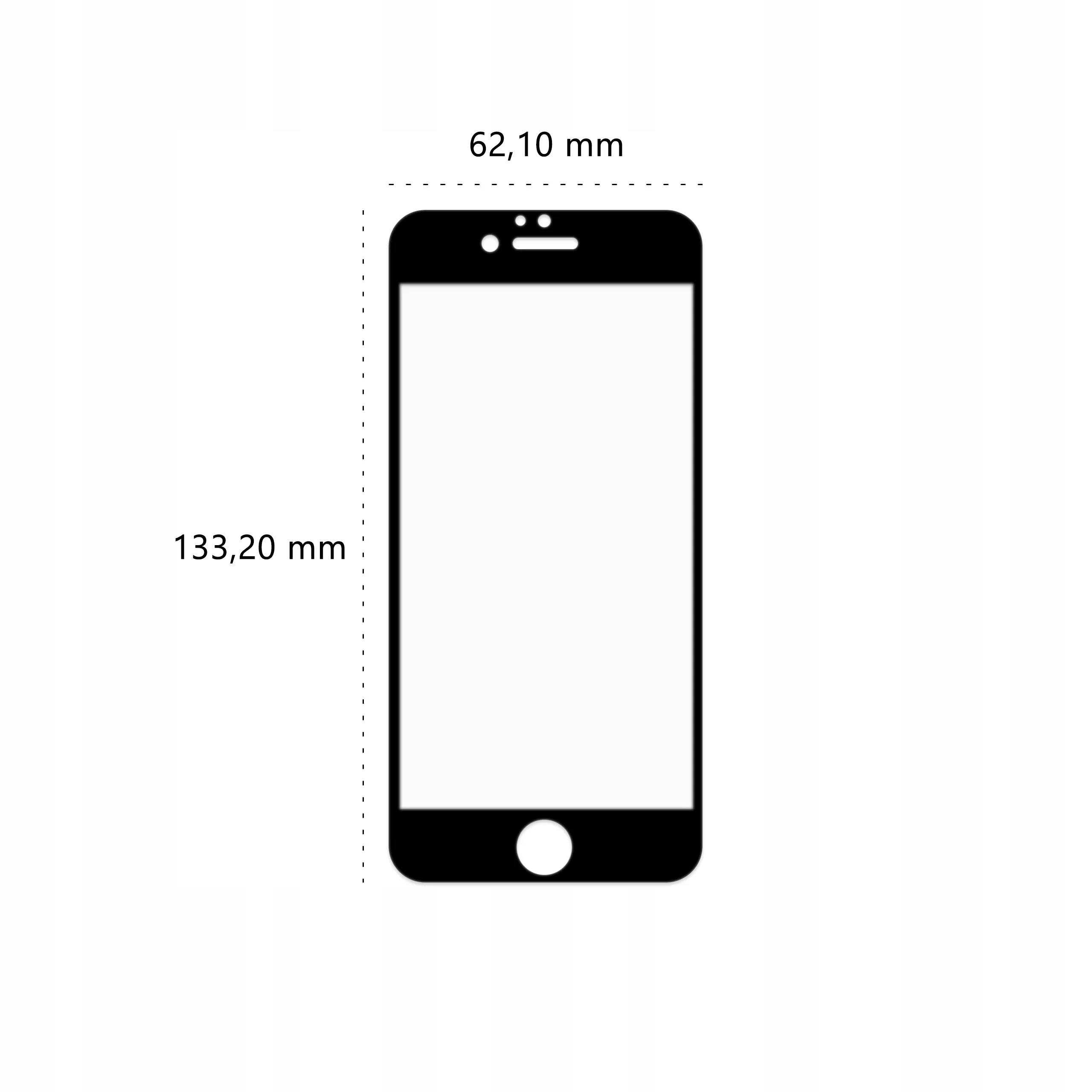 Wymiary szkła hartowanego 3D Polski Banan BananGuard w kolorze czarnym do telefonu Apple iPhone 6 / 6s