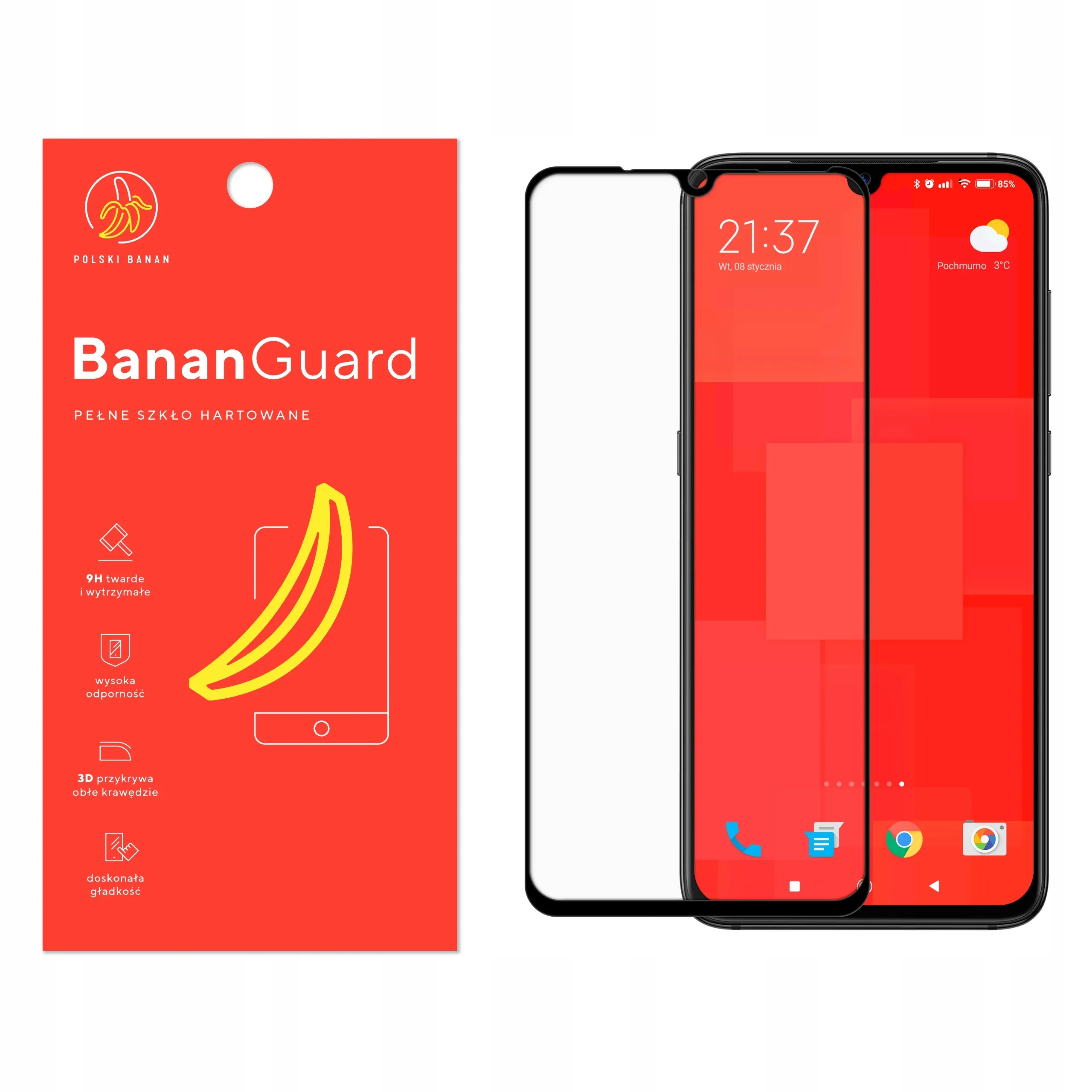 Szkło hartowane 5D Polski Banan BananGuard w kolorze czarnym do Xiaomi Mi 9