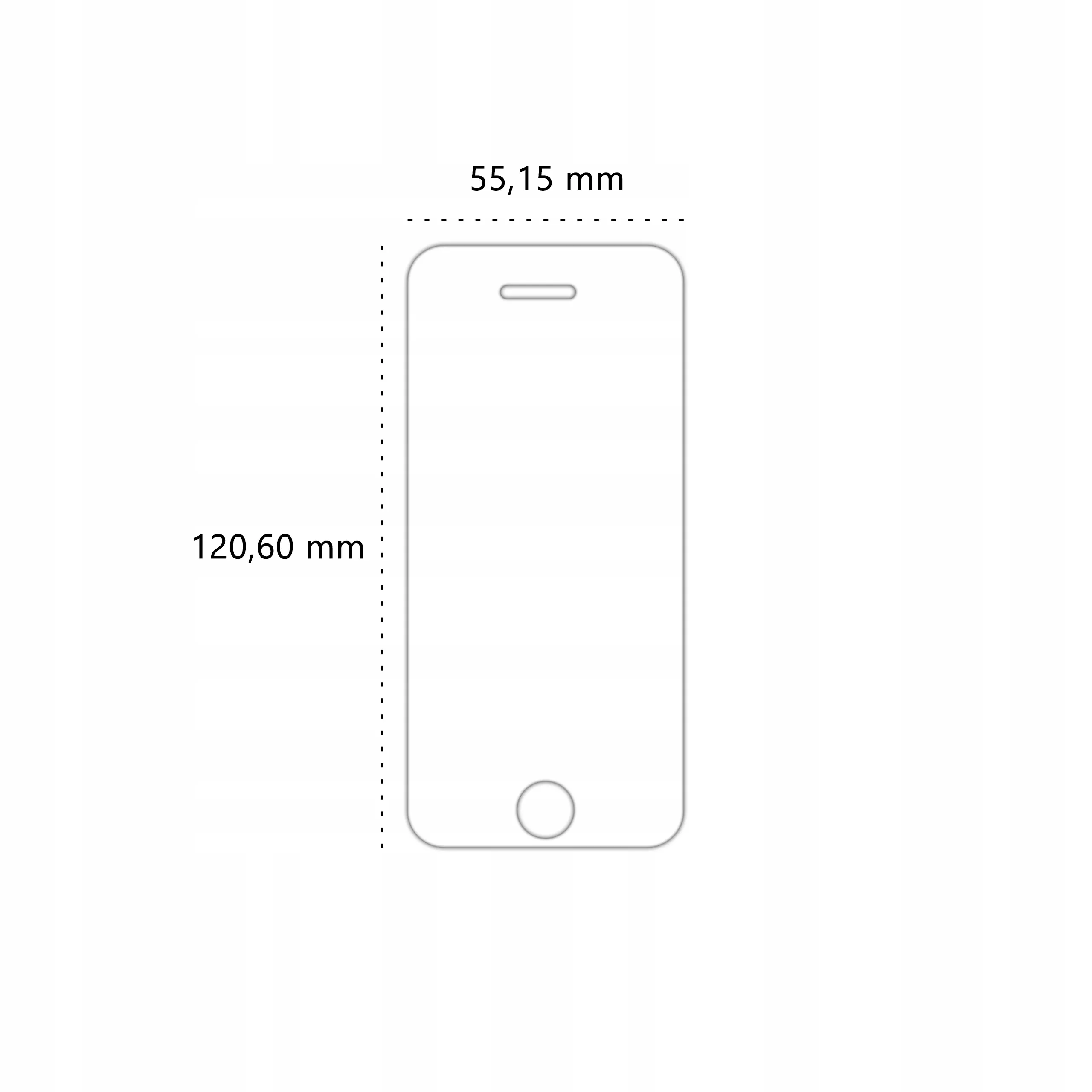 Wymiary szkła hybrydowego Polski Banan BananFlex do telefonu Apple iPhone 5 / 5s / 5c / SE