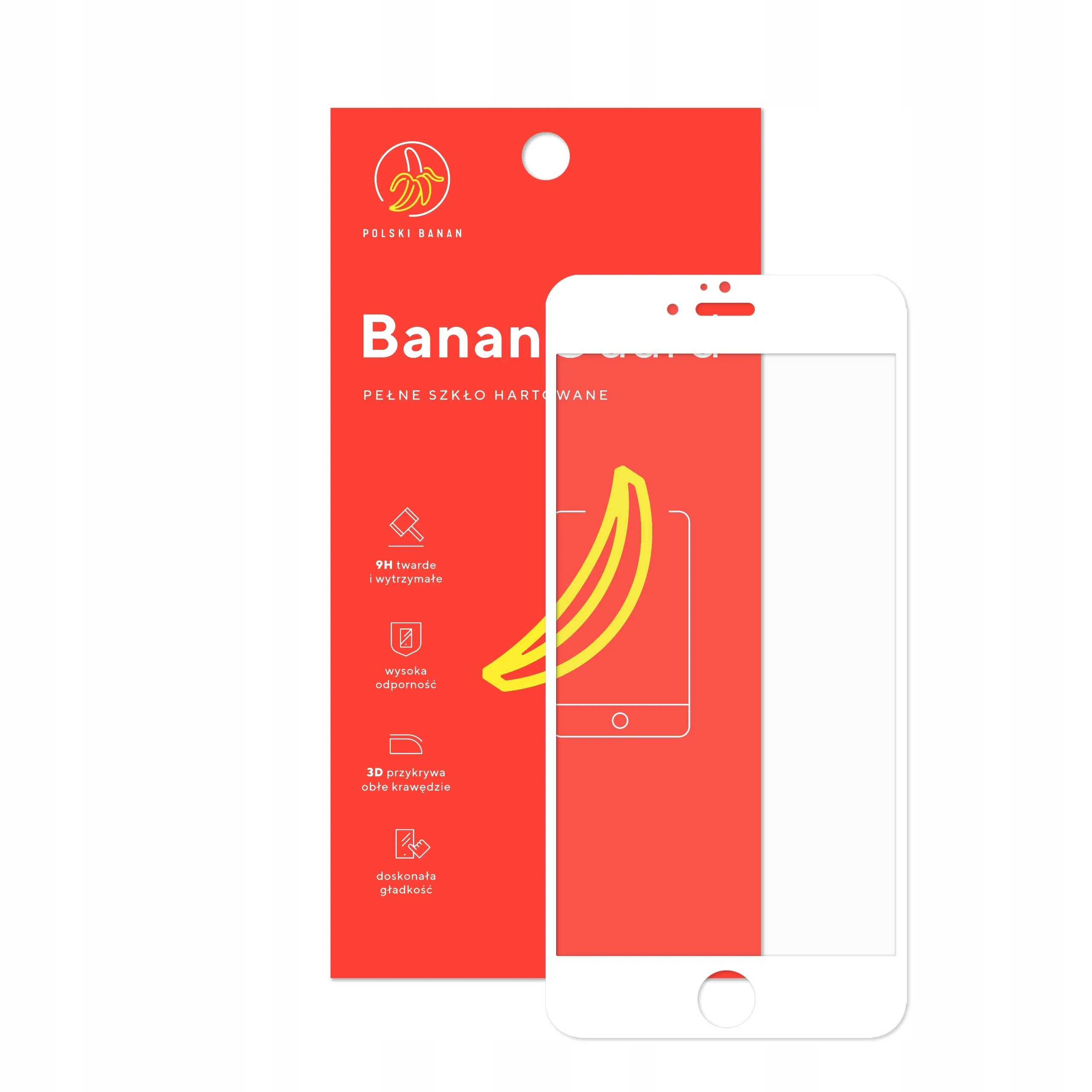 Szkło hartowane 5D Polski Banan BananGuard w kolorze białym z opakowaniem do telefonu Apple iPhone 6 PLUS / 6s PLUS