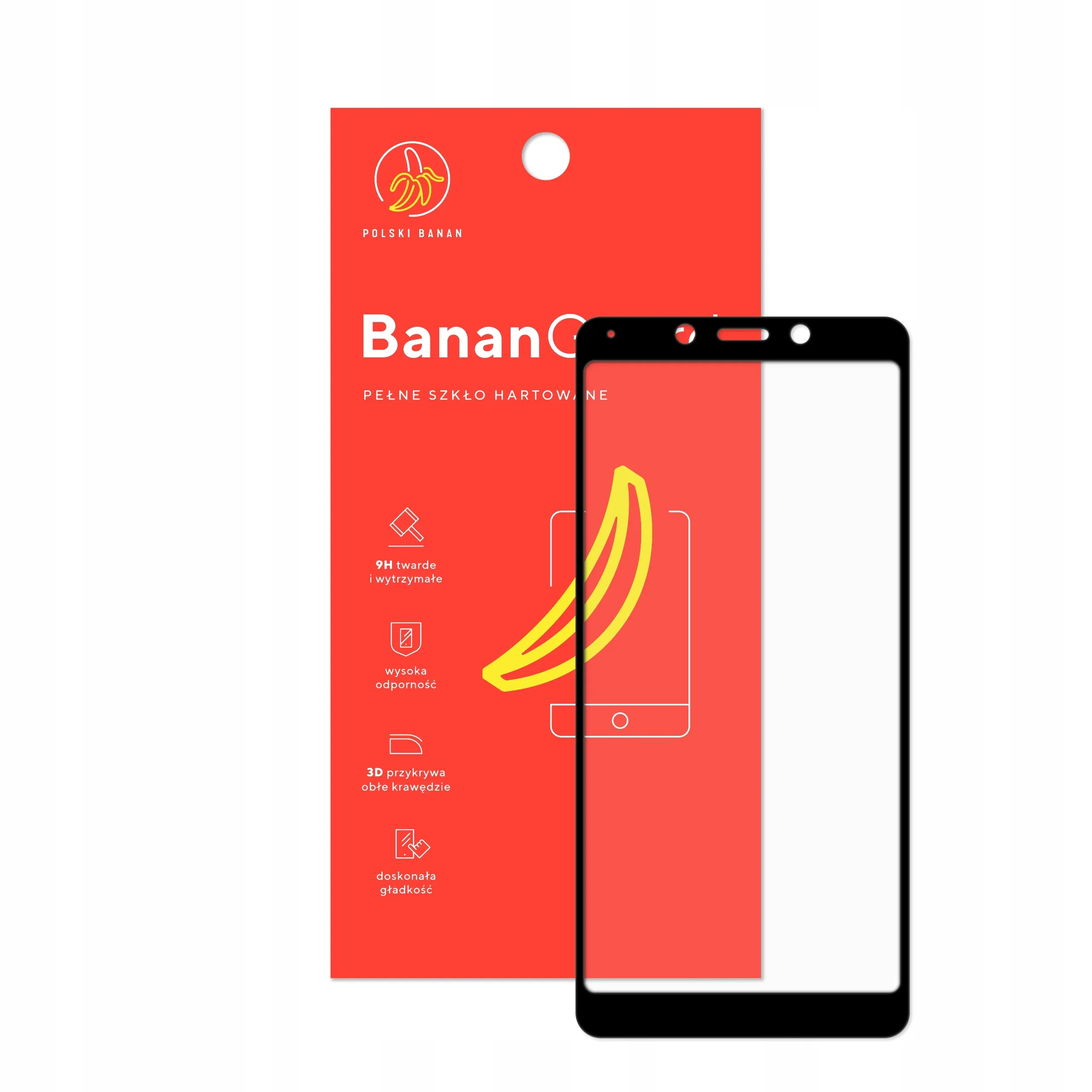 Szkło hartowane 5D Polski Banan BananGuard w kolorze czarnym z opakowaniem do telefonu Xiaomi Redmi 6 / 6A