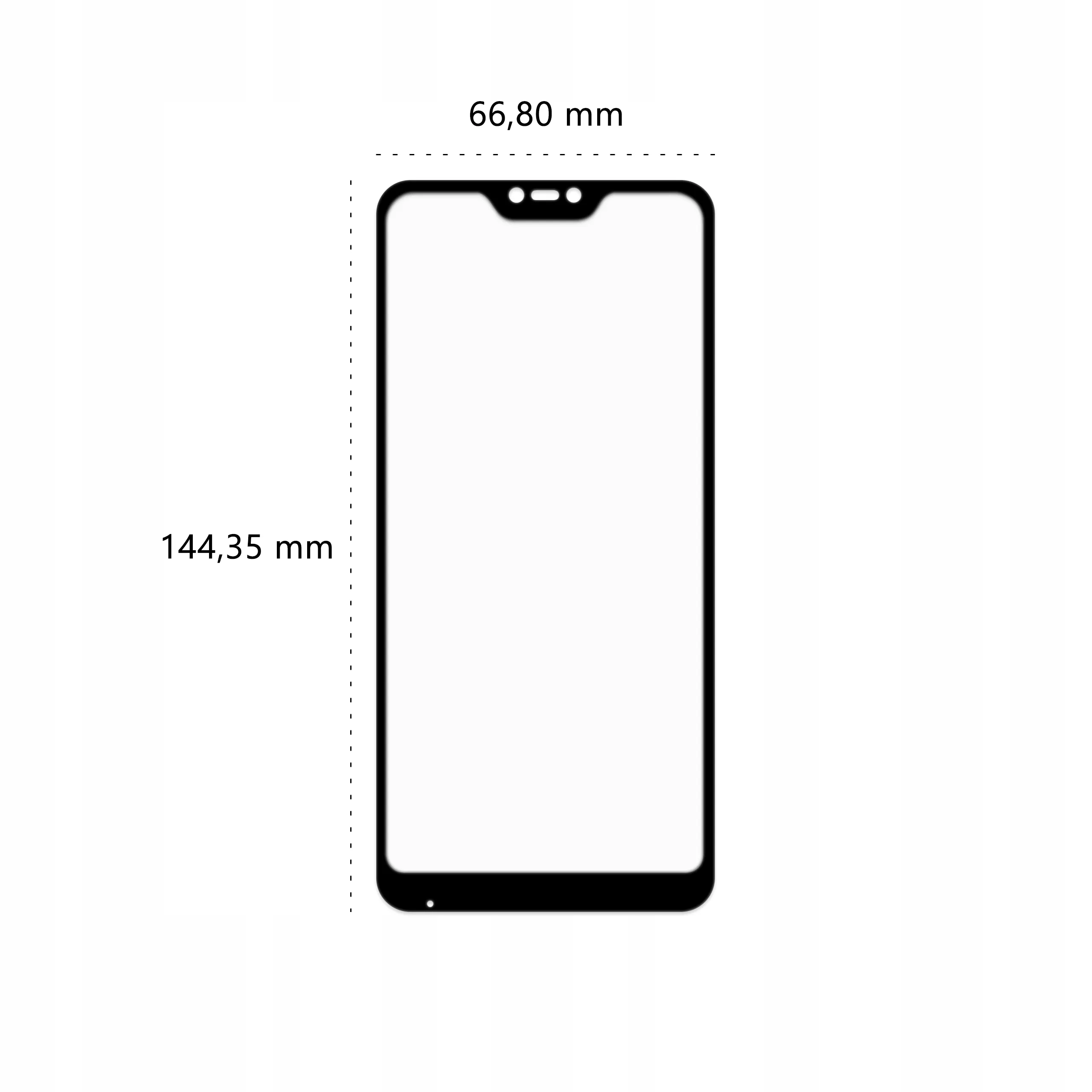 Wymiary szkła hartowanego 3D Polski Banan BananGuard w kolorze czarnym do telefonu Xiaomi Mi A2 Lite / Redmi 6 Pro