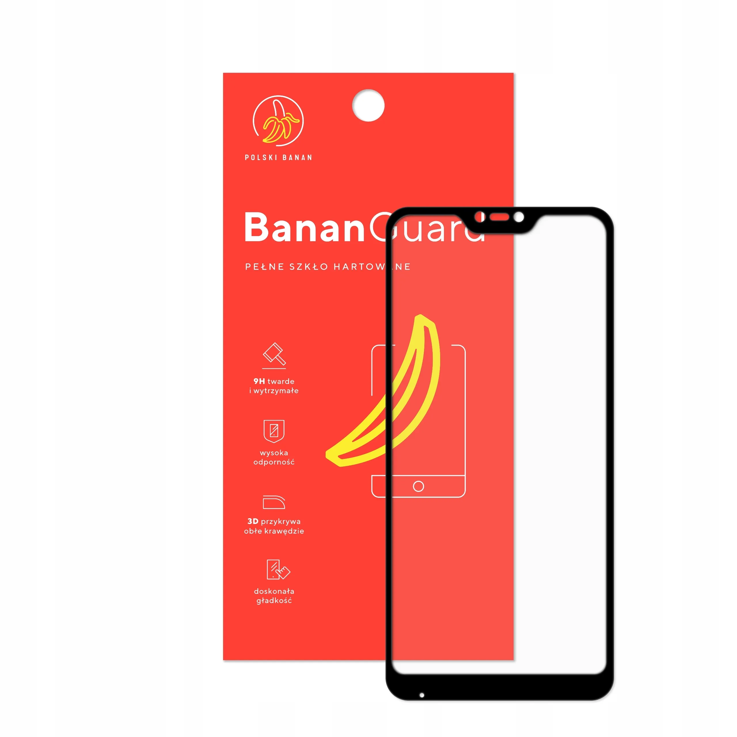 Szkło hartowane 5D Polski Banan BananGuard w kolorze czarnym z opakowaniem do telefonu Xiaomi Mi A2 Lite / Redmi 6 Pro