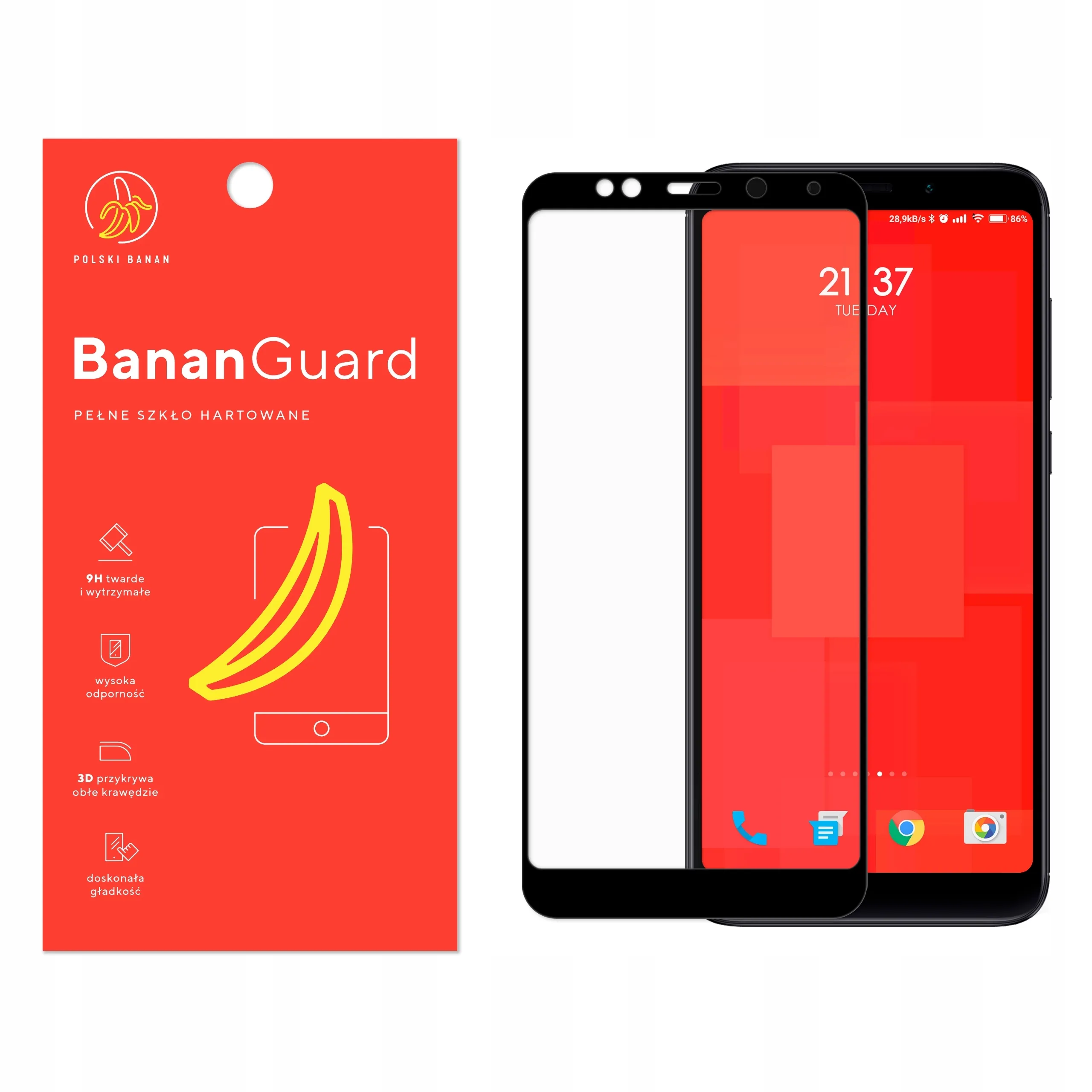 Szkło hartowane 5D Polski Banan BananGuard w kolorze czarnym do Xiaomi Redmi 5 Plus