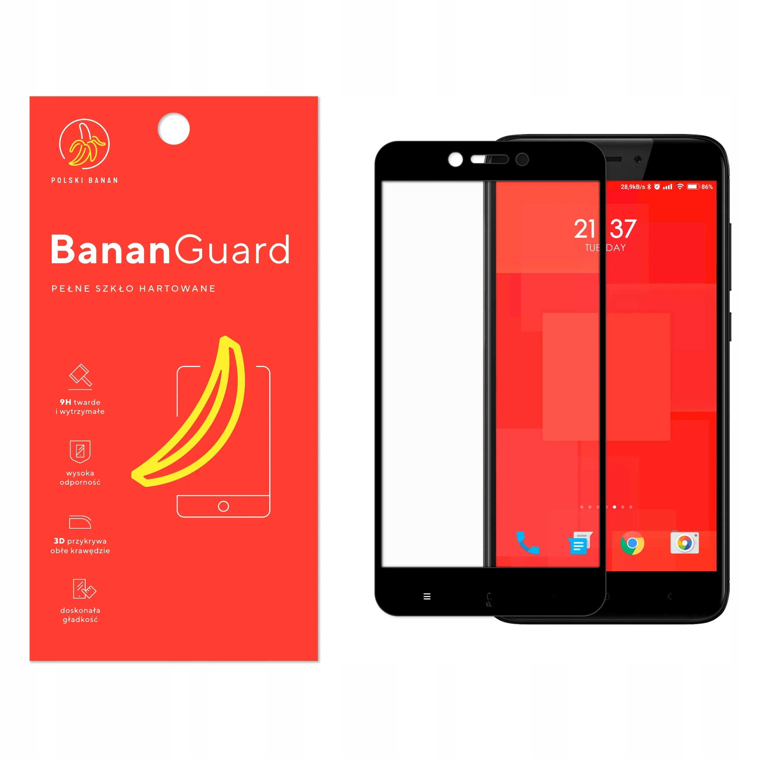 Szkło hartowane 5D Polski Banan BananGuard w kolorze czarnym do Xiaomi Redmi 4X