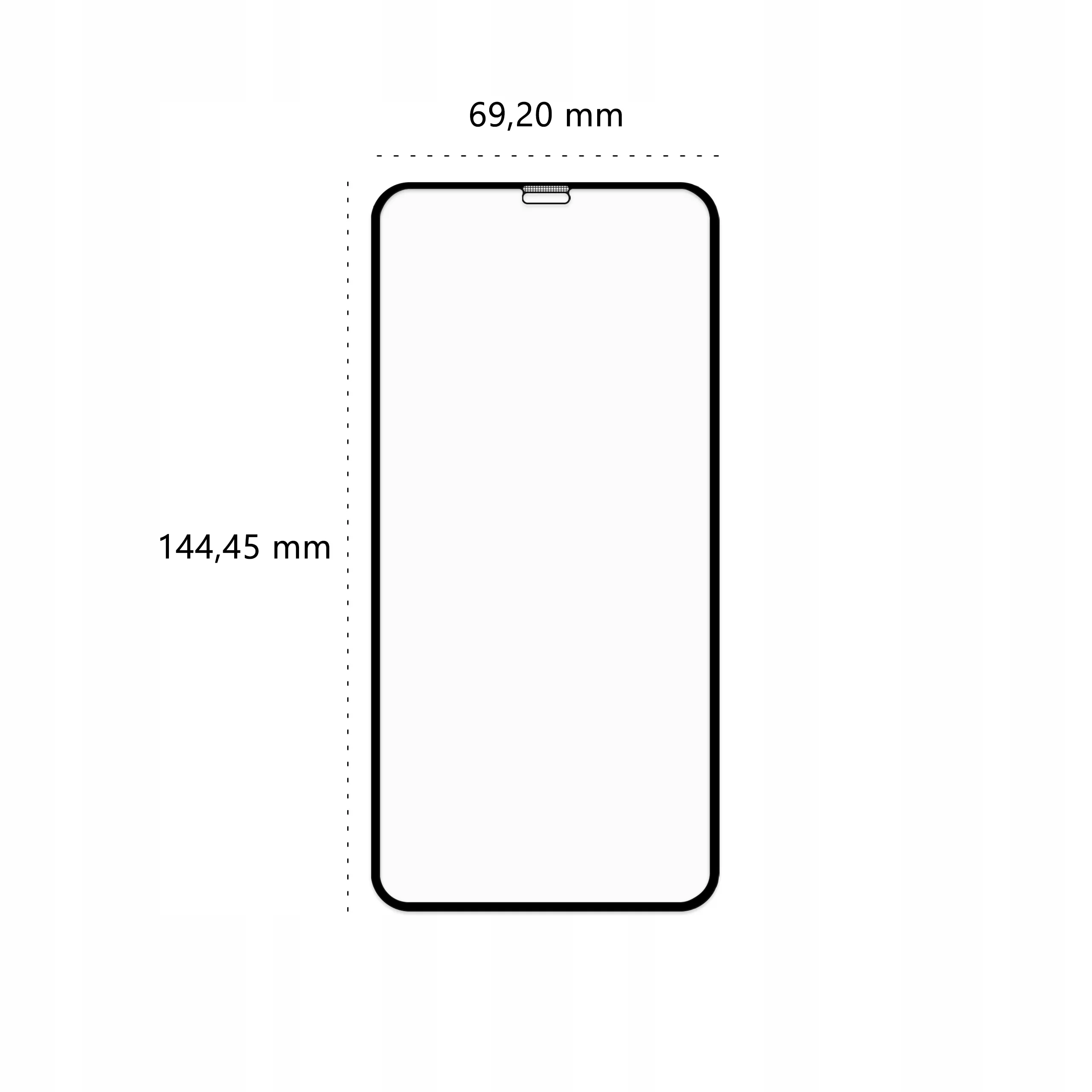 Wymiary szkła hartowanego 3D Polski Banan BananGuard w kolorze czarnym do telefonu Apple iPhone Xr
