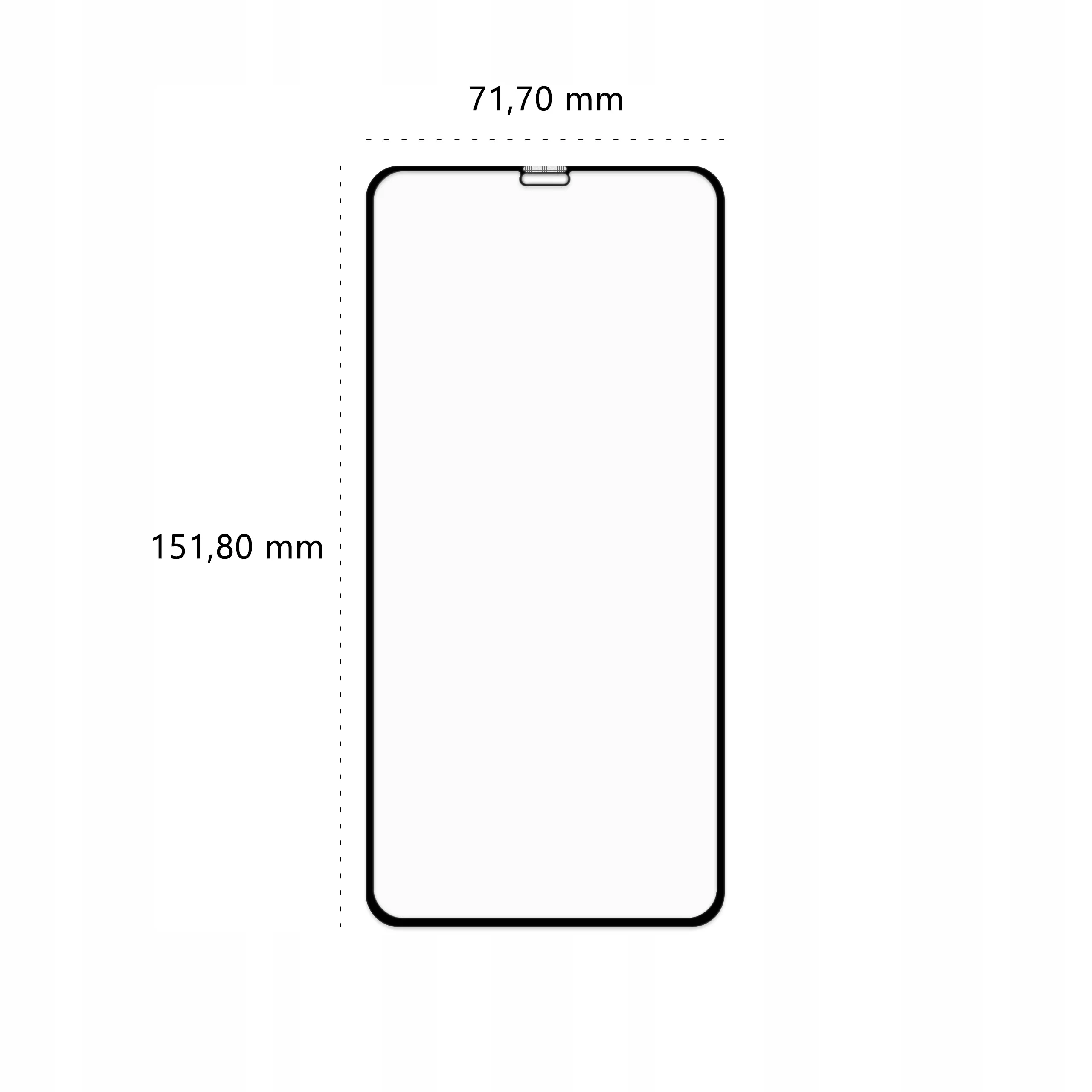Wymiary szkła hartowanego 3D Polski Banan BananGuard w kolorze czarnym do telefonu Apple iPhone Xs Max
