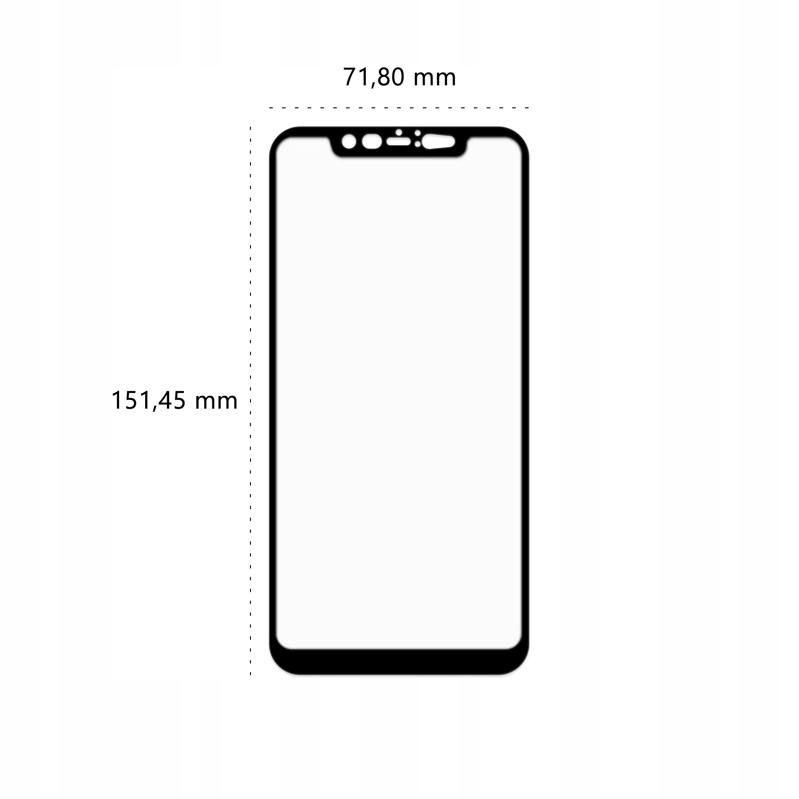 Wymiary szkła hartowanego 3D Polski Banan BananGuard w kolorze czarnym do telefonu Xiaomi Mi 8