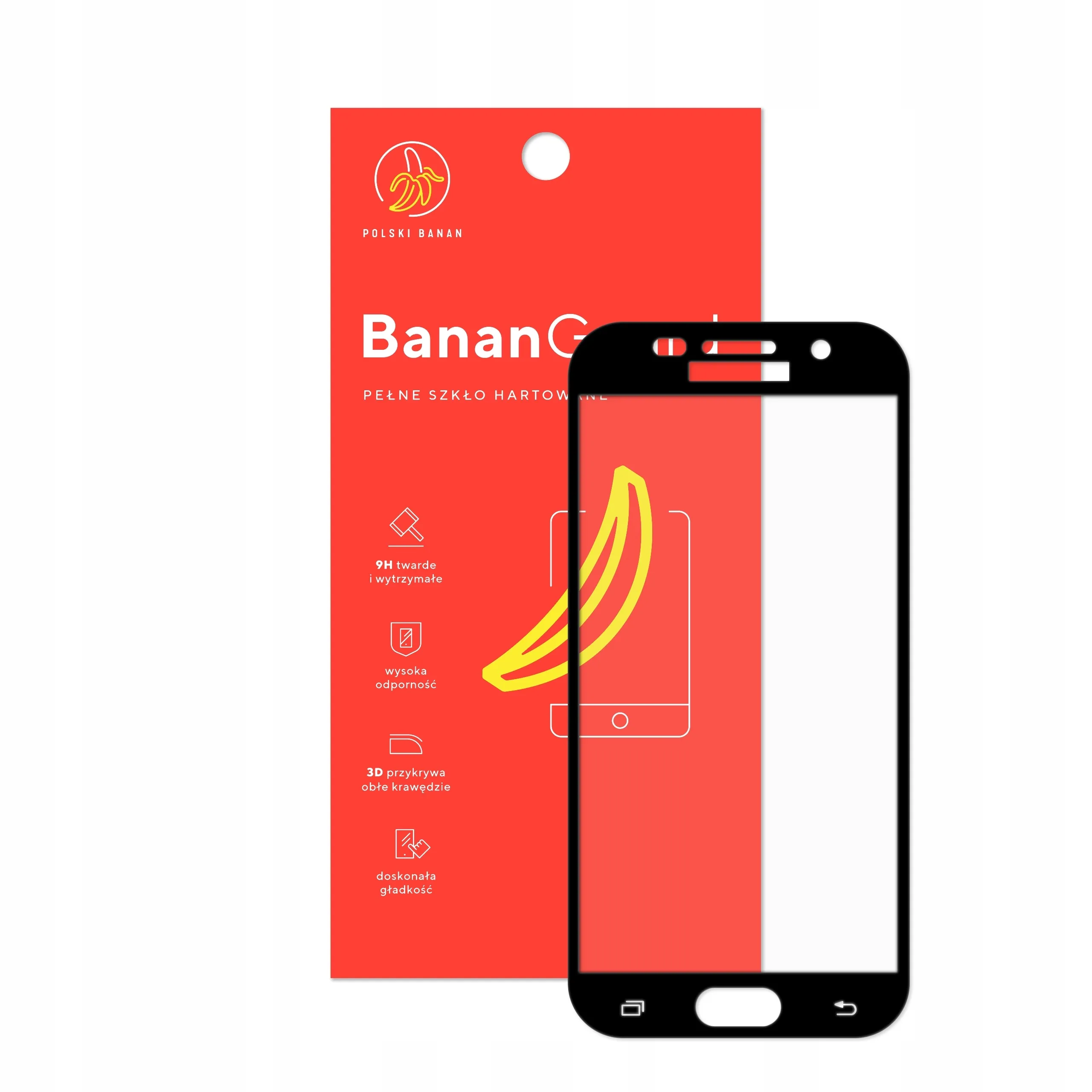 Szkło hartowane 5D Polski Banan BananGuard w kolorze czarnym z opakowaniem do telefonu Samsung Galaxy A5 2017