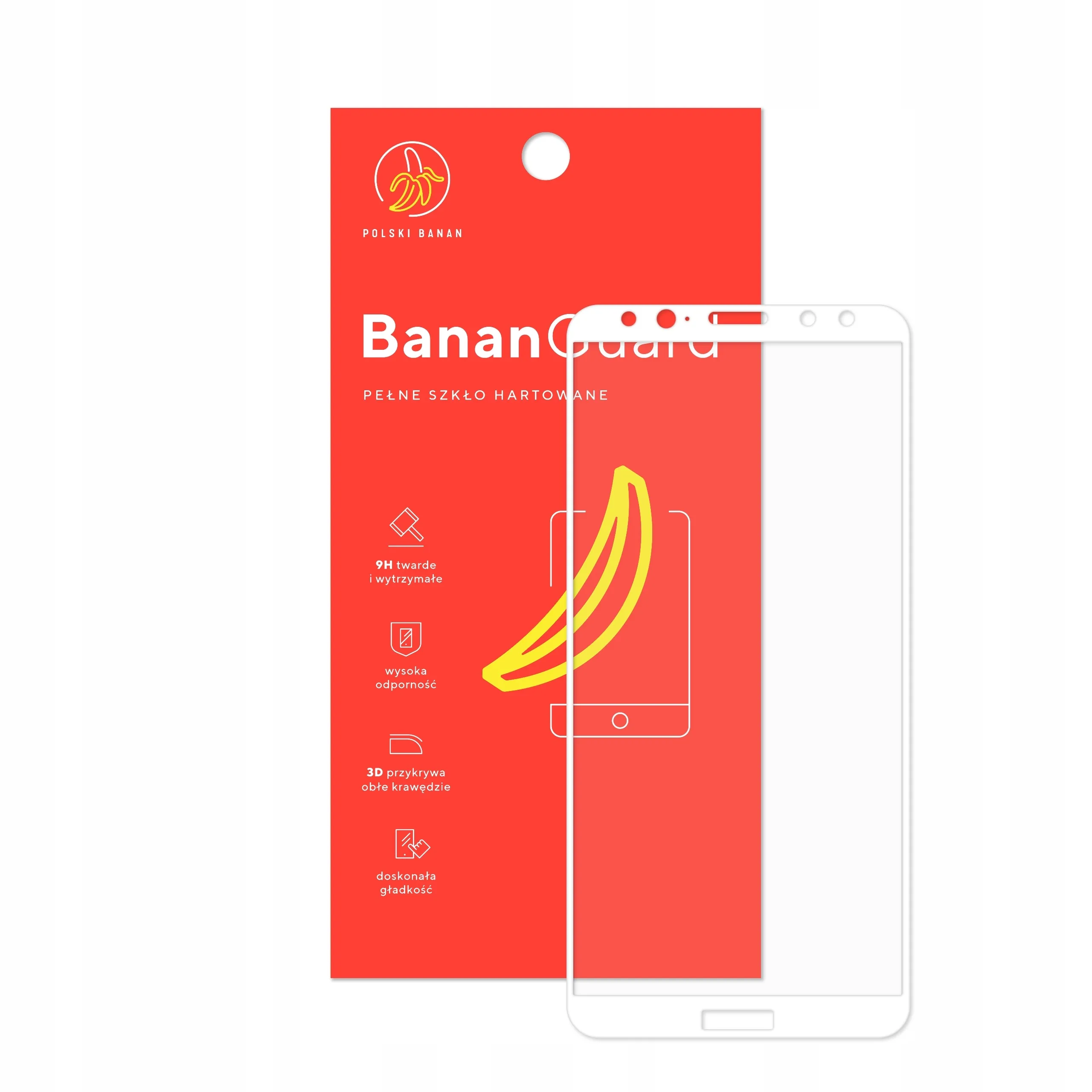 Szkło hartowane 5D Polski Banan BananGuard w kolorze białym z opakowaniem do telefonu Huawei Mate 10 Lite