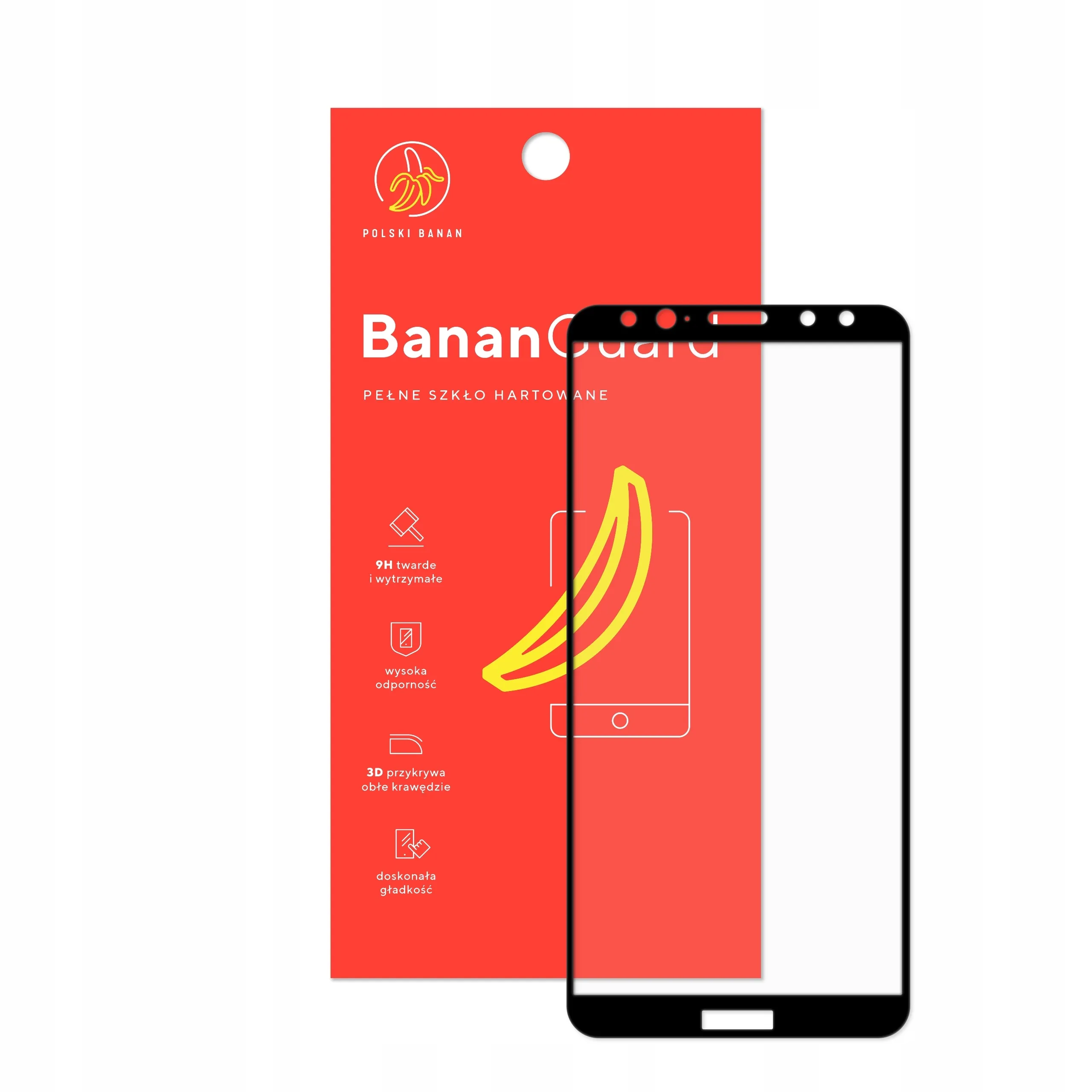 Szkło hartowane 5D Polski Banan BananGuard w kolorze czarnym z opakowaniem do telefonu Huawei Mate 10 Lite