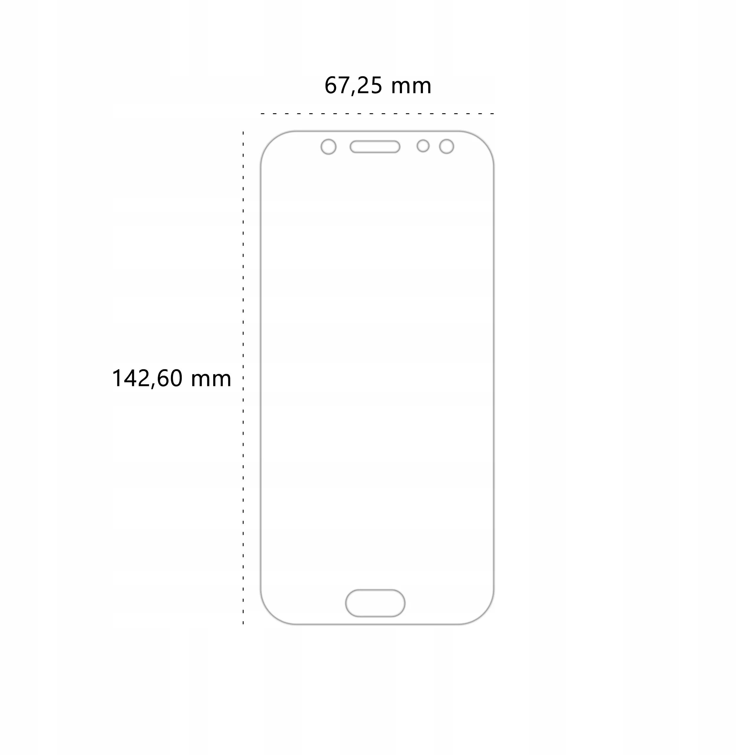 Wymiary folii ochronnej Polski Banan BananEdge do telefonu Samsung Galaxy J5 2017