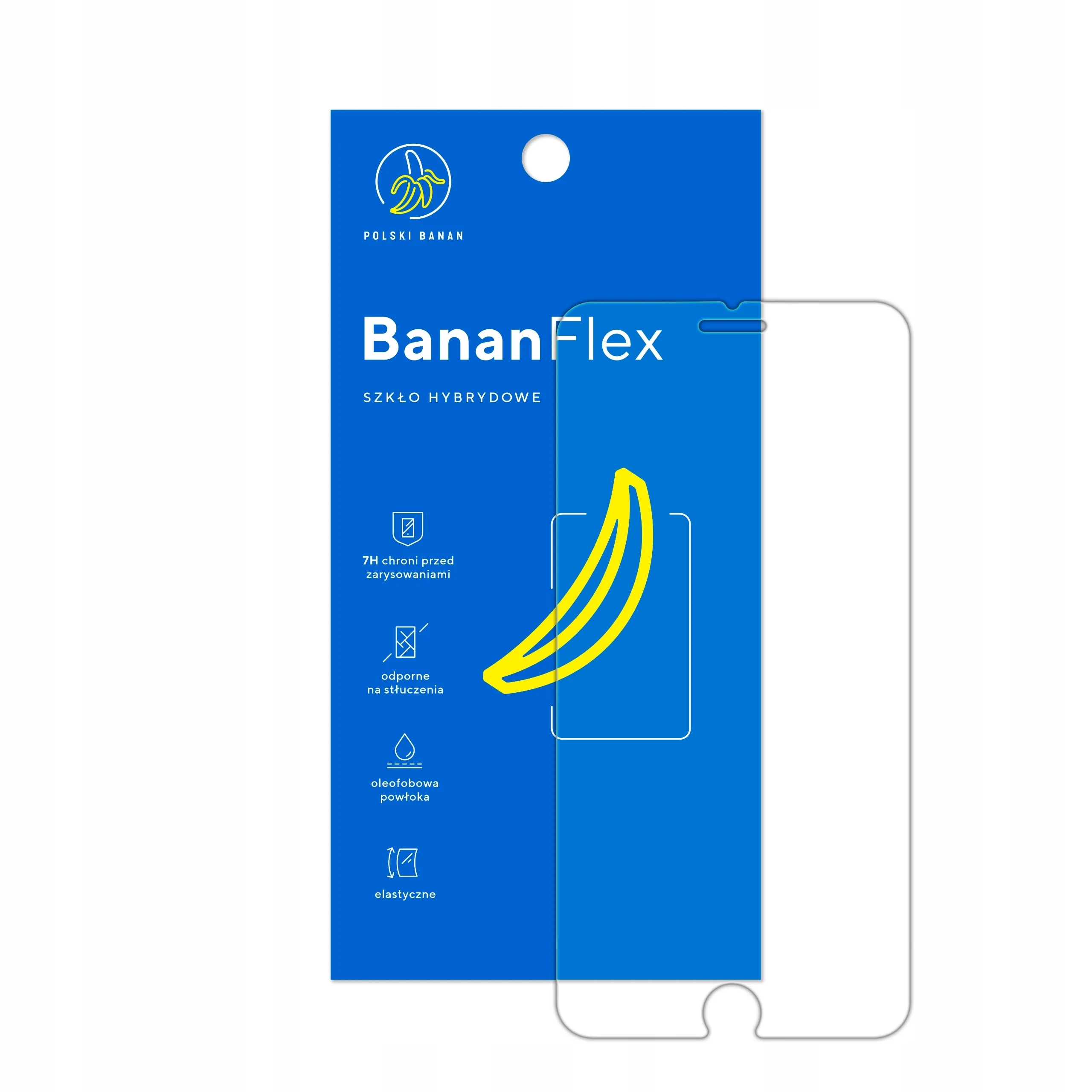 Zawartość zestawu szkła hybrydowego Polski Banan BananFlex do telefonu Apple iPhone 6 PLUS / 6s PLUS