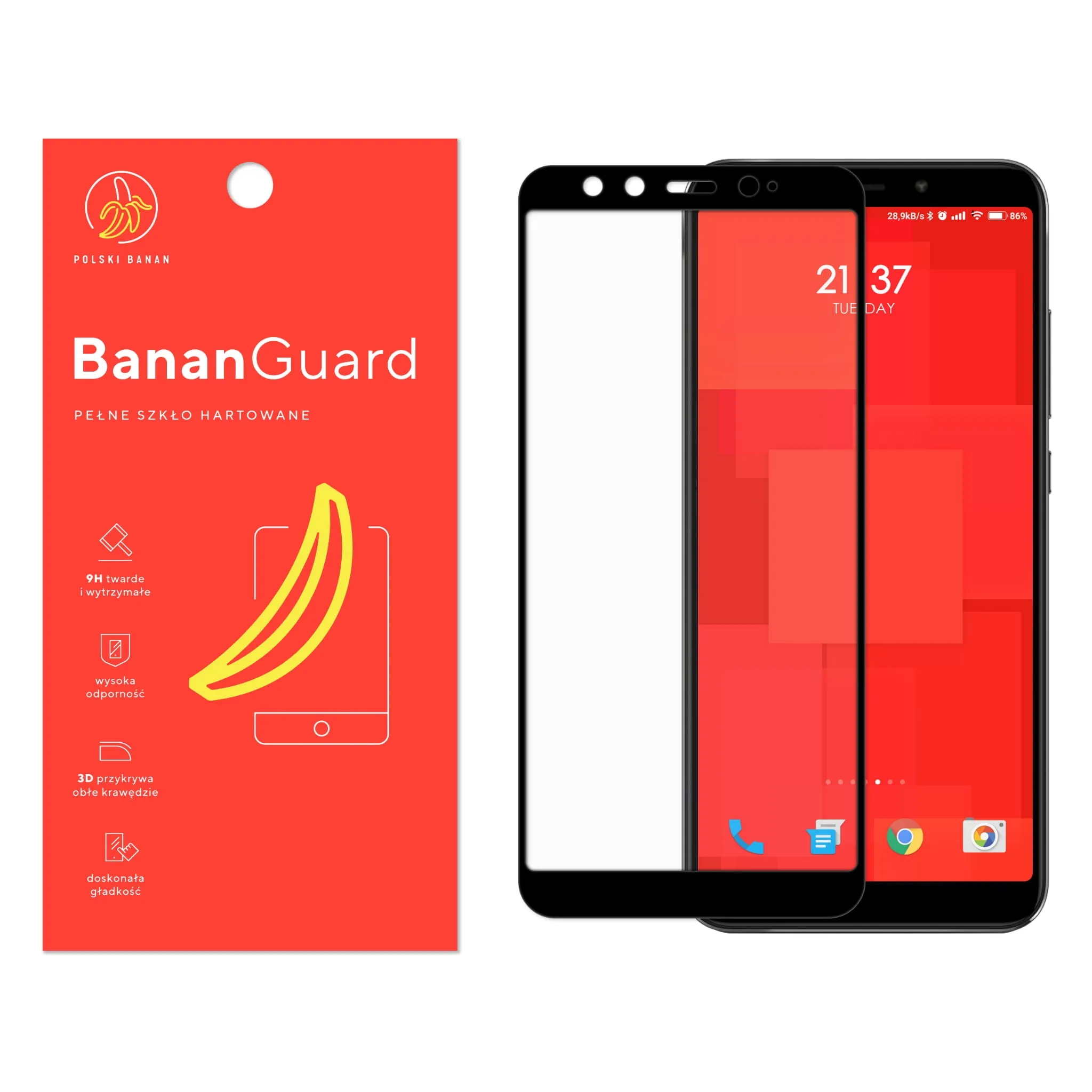 Szkło hartowane 5D Polski Banan BananGuard w kolorze czarnym do Xiaomi Mi 6X / Mi A2