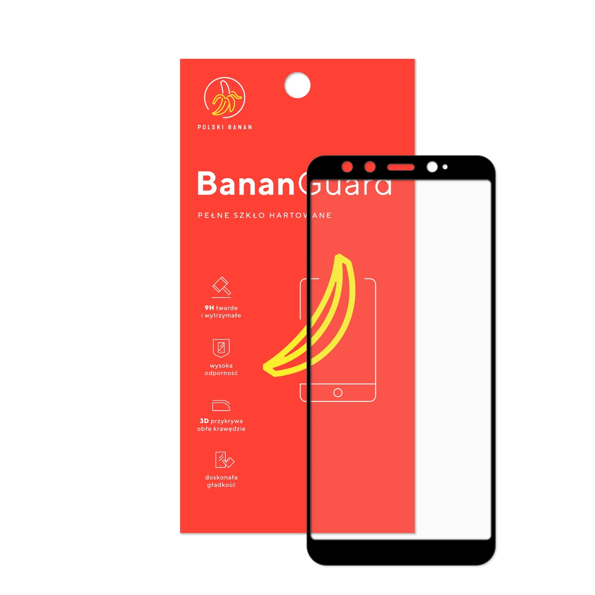 Szkło hartowane 5D Polski Banan BananGuard w kolorze czarnym z opakowaniem do telefonu Xiaomi Mi 6X / Mi A2