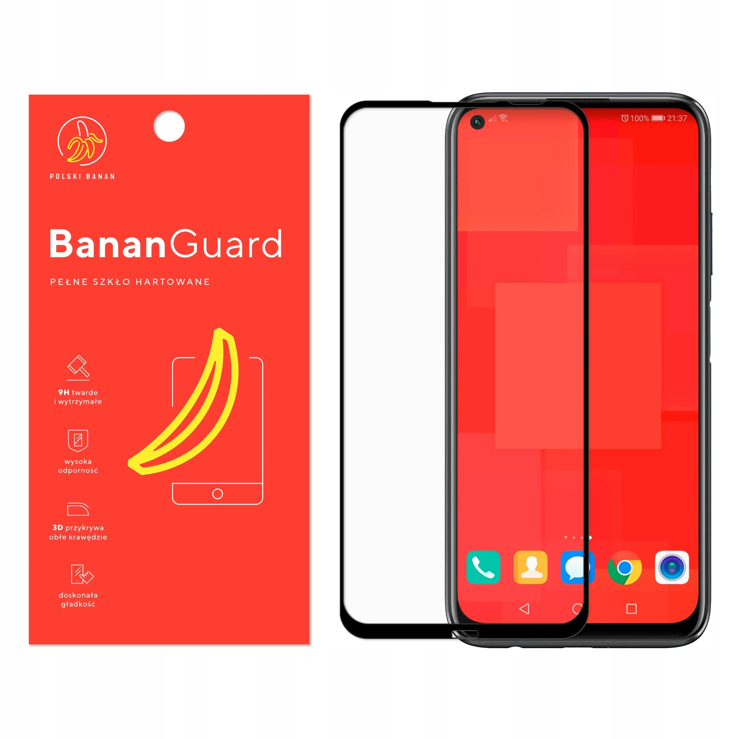 Szkło hartowane 5D Polski Banan BananGuard w kolorze czarnym do Huawei P40 Lite
