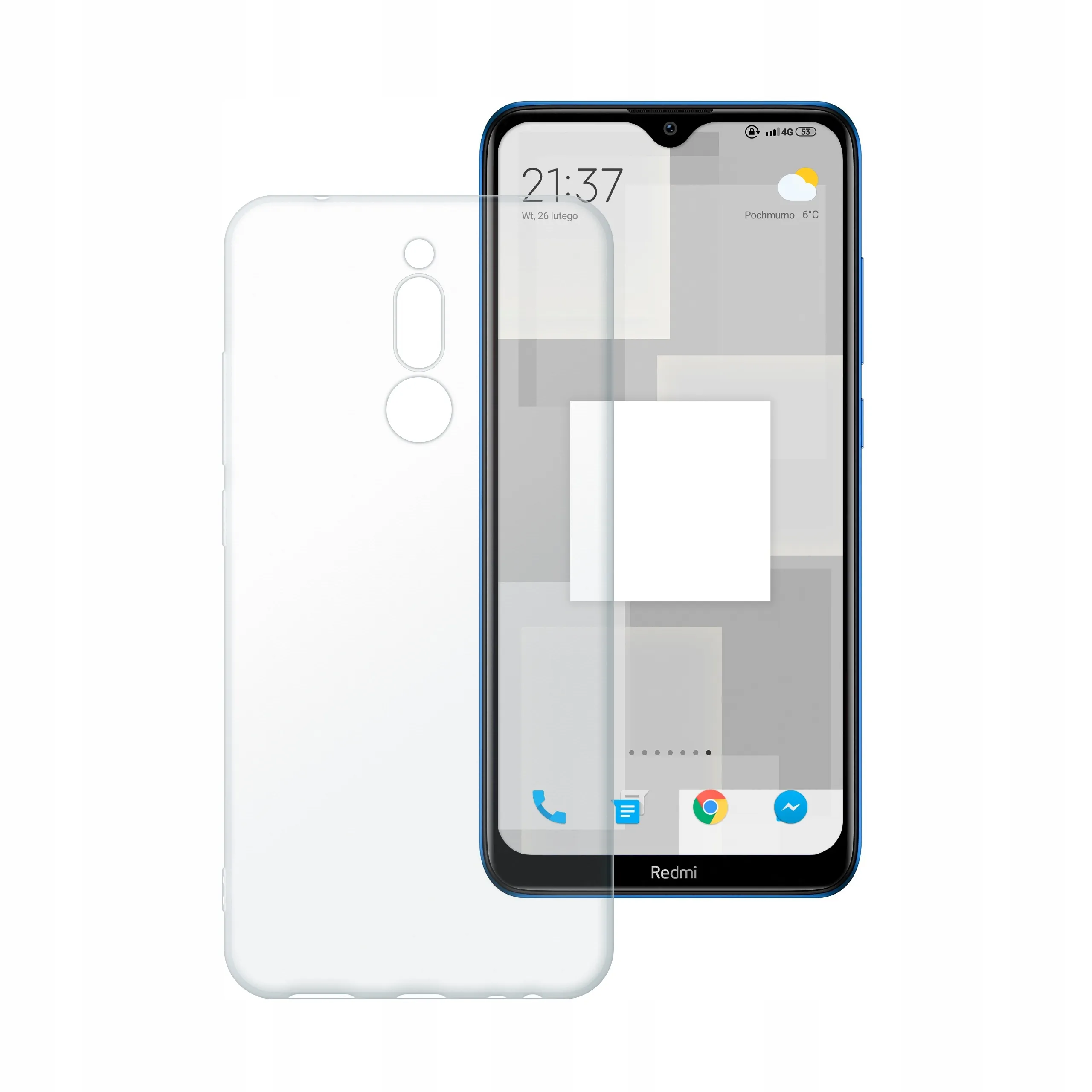 Etui silikonowe przezroczyste Polski Banan do Xiaomi Redmi 8 obok telefonu