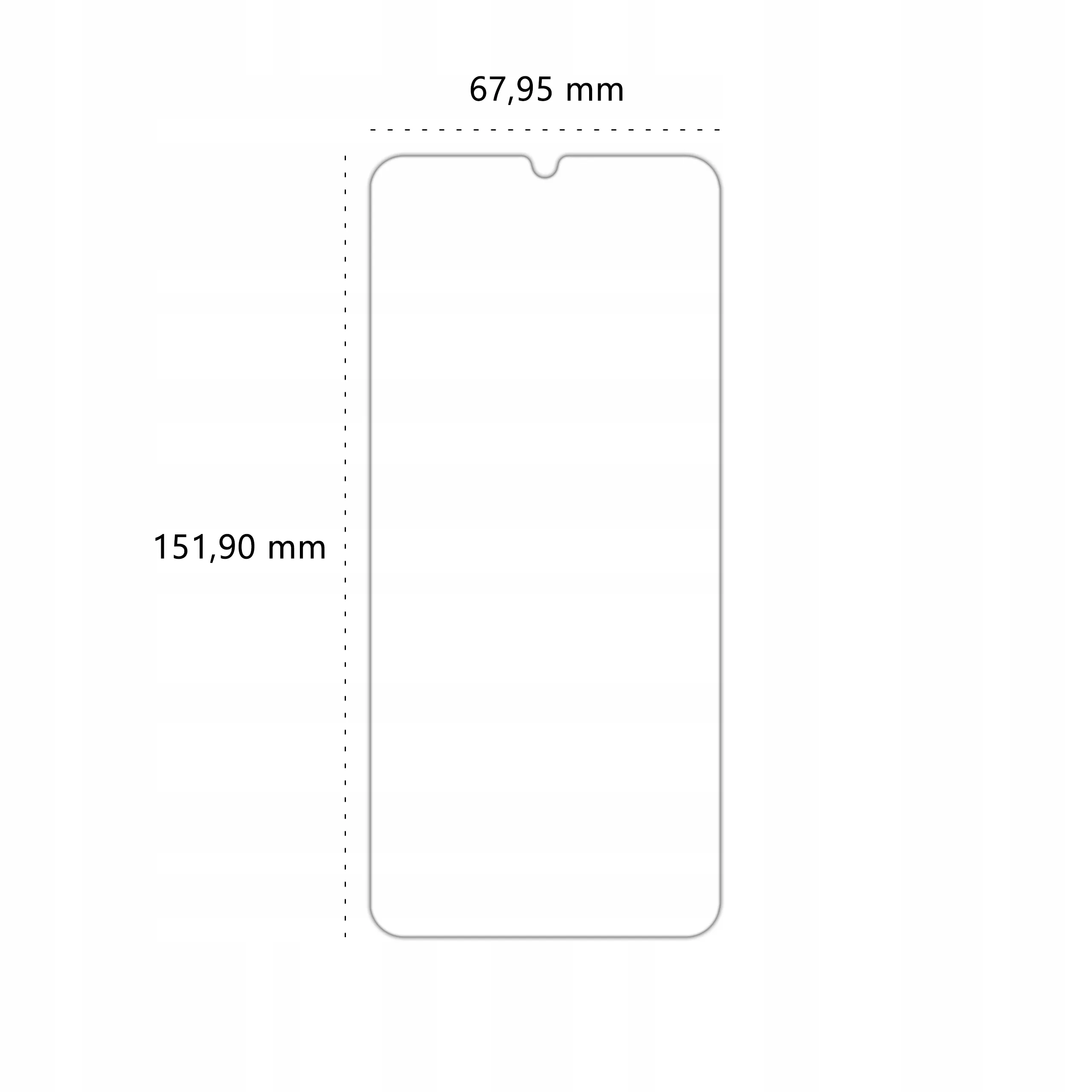 Wymiary szkła hybrydowego Polski Banan BananFlex do telefonu Samsung Galaxy M21