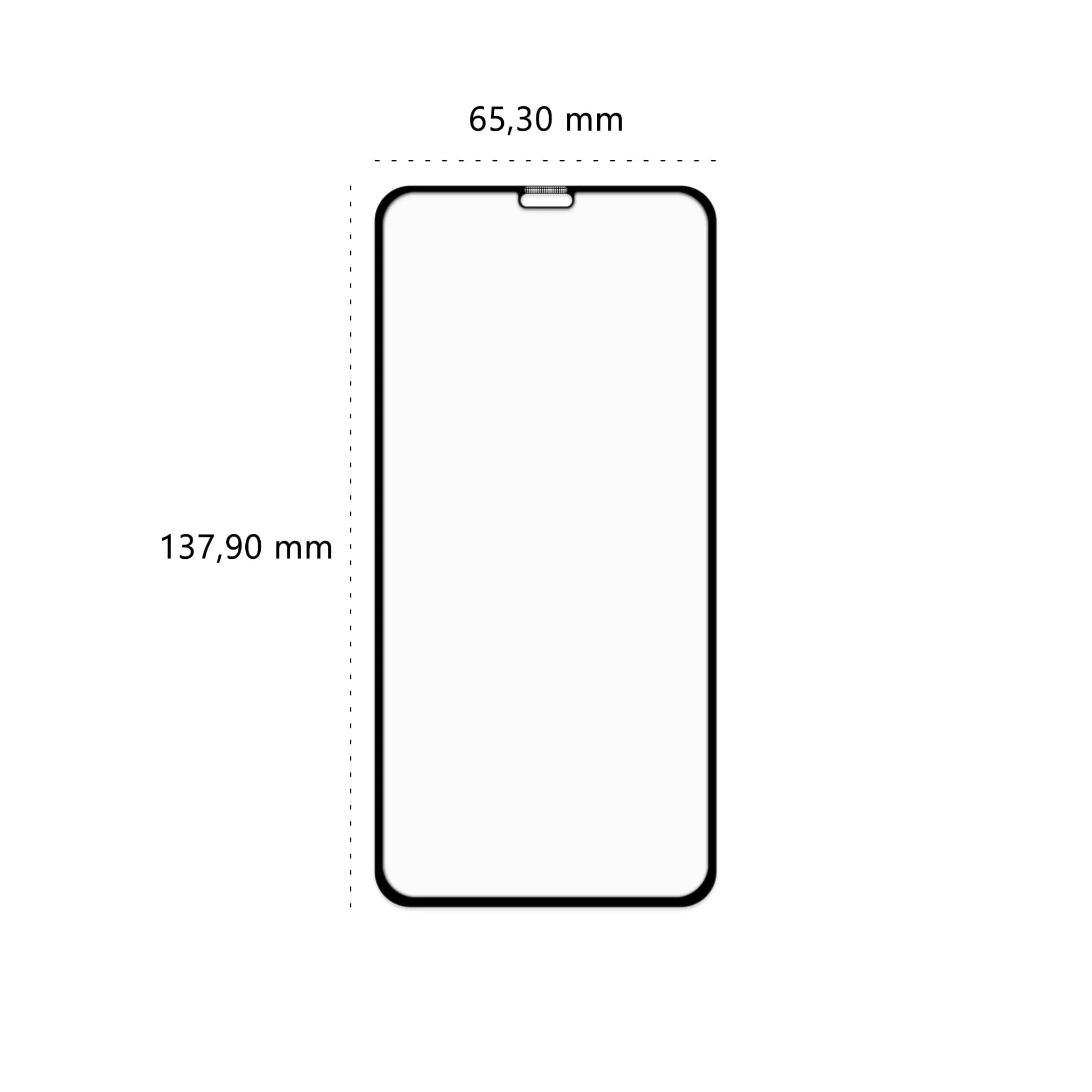 Wymiary szkła hartowanego 3D Polski Banan BananGuard w kolorze czarnym do telefonu Apple iPhone X / Xs