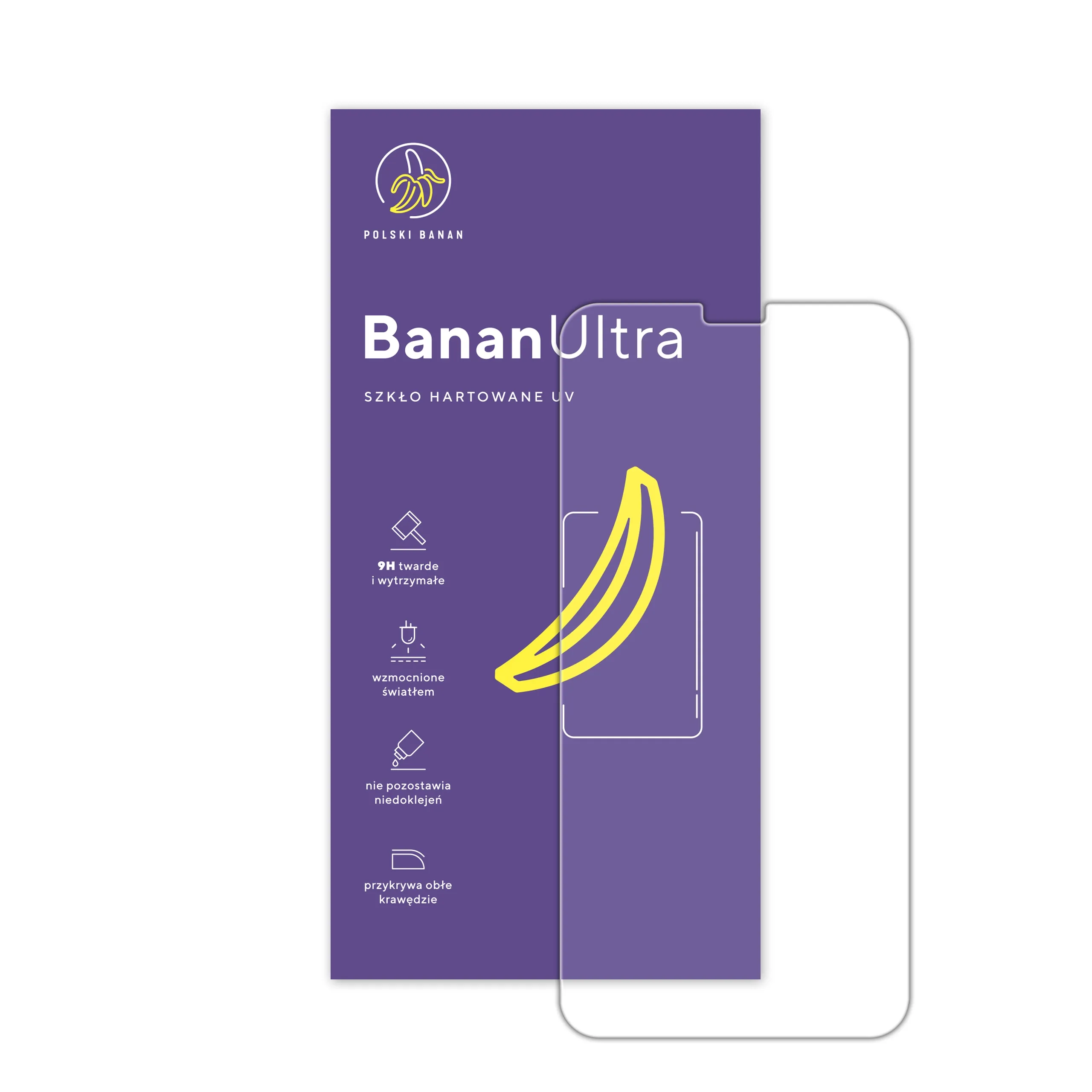 Zawartość zestawu szkła hartowanego UV Polski Banan BananUltra do telefonu Apple iPhone 11