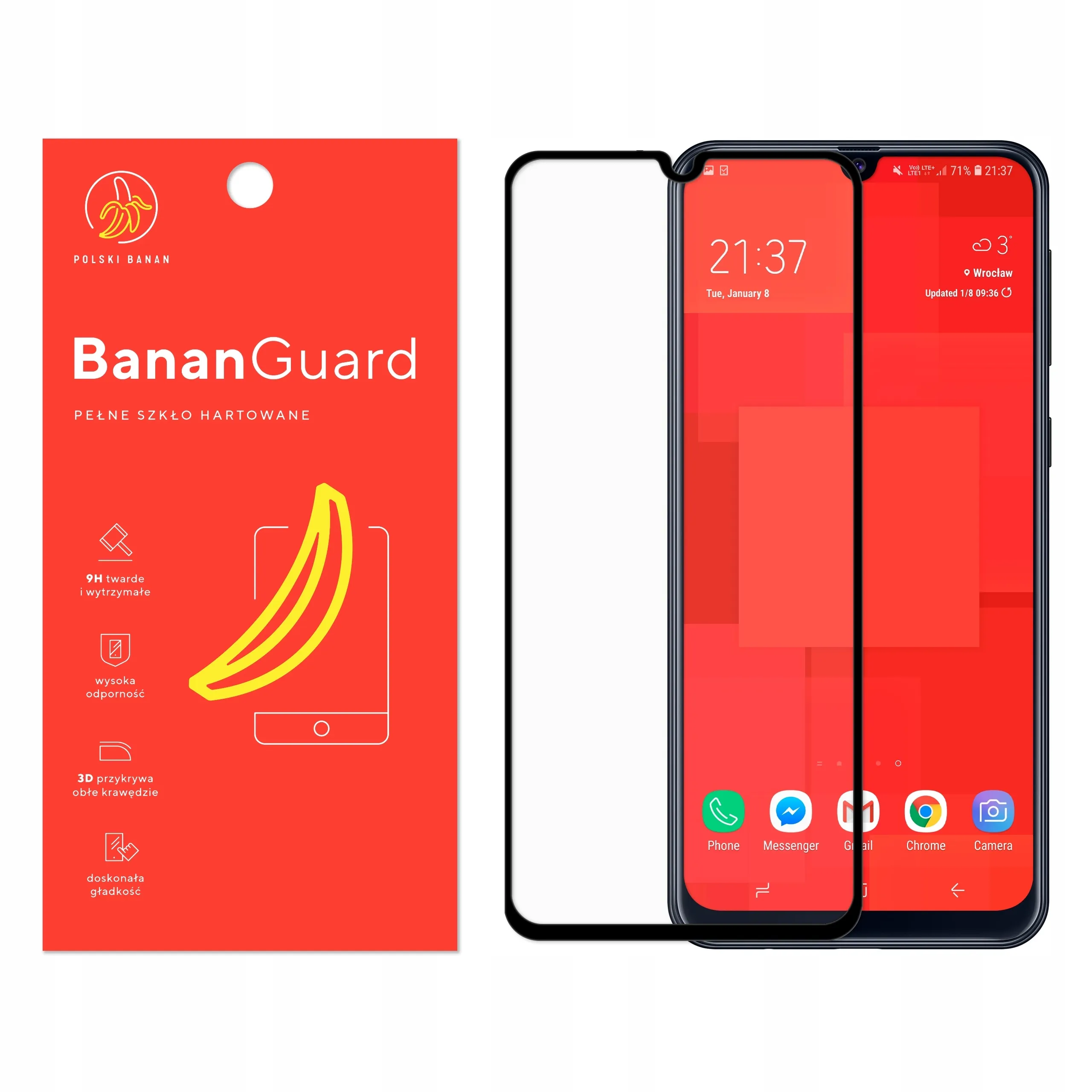 Szkło hartowane 5D Polski Banan BananGuard w kolorze czarnym do Samsung Galaxy M21