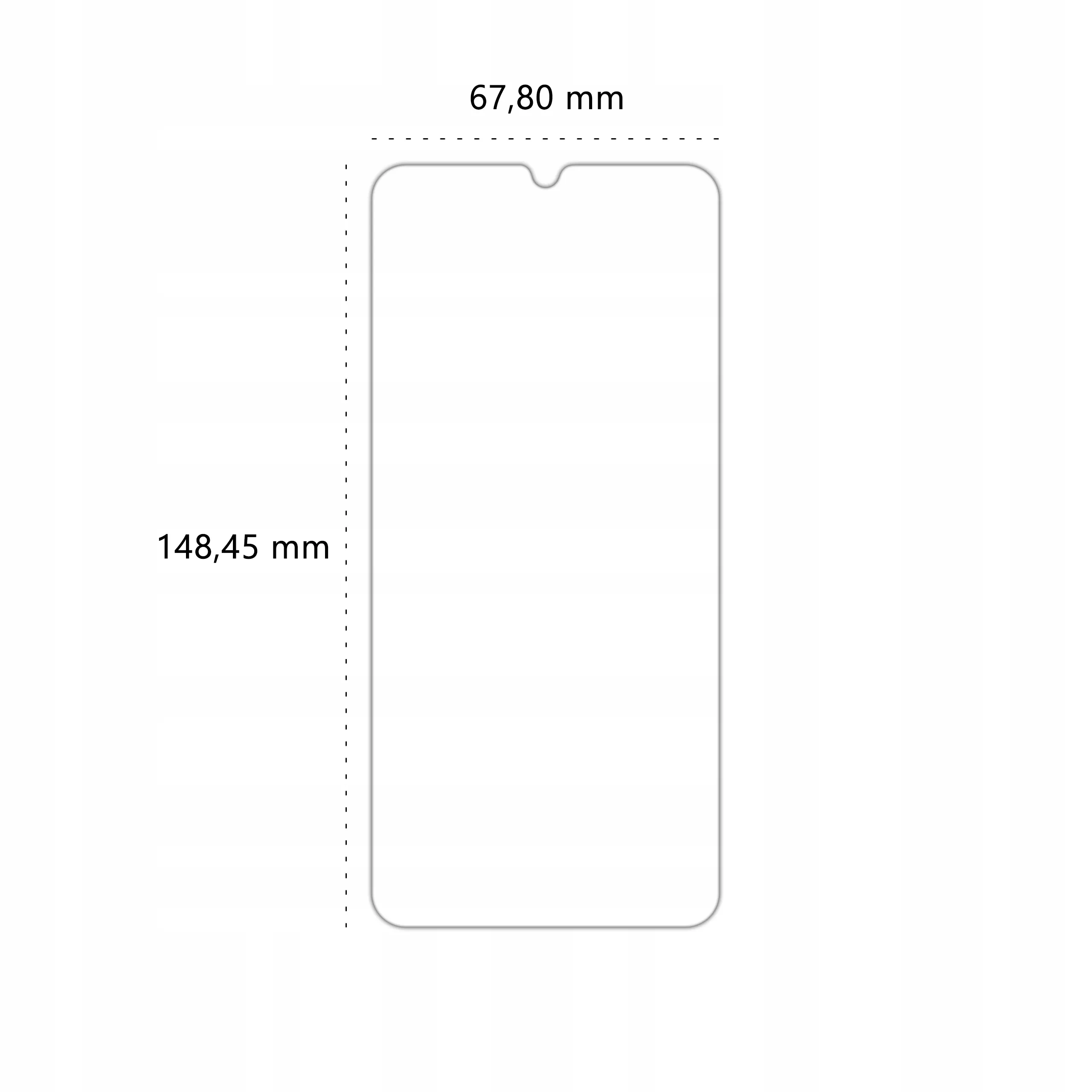 Wymiary szkła hybrydowego Polski Banan BananFlex do telefonu Xiaomi Redmi 8 / 8A