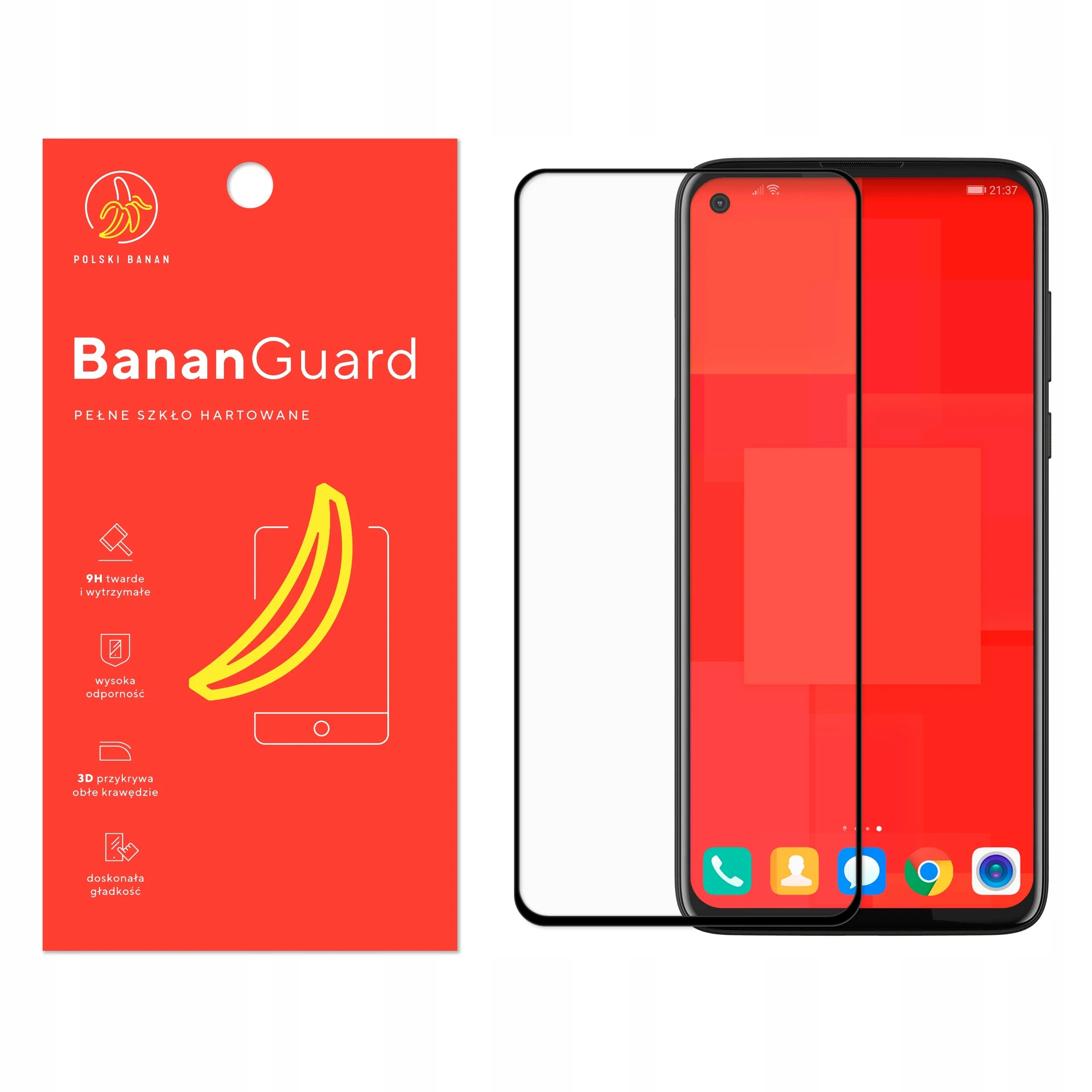 Szkło hartowane 5D Polski Banan BananGuard w kolorze czarnym do Motorola Moto G8 Power