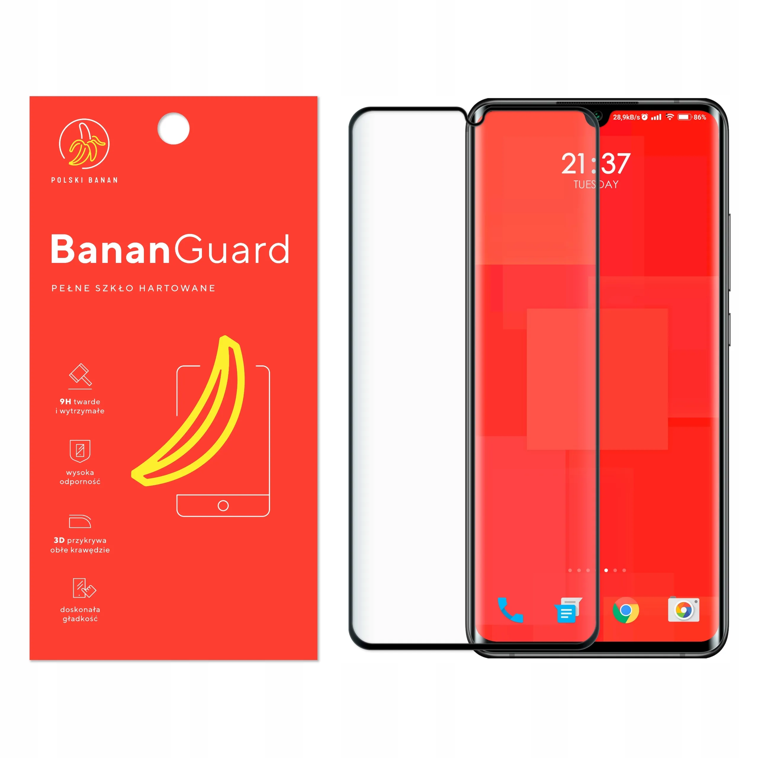 Szkło hartowane 5D Polski Banan BananGuard w kolorze czarnym do Xiaomi Mi Note 10 Lite