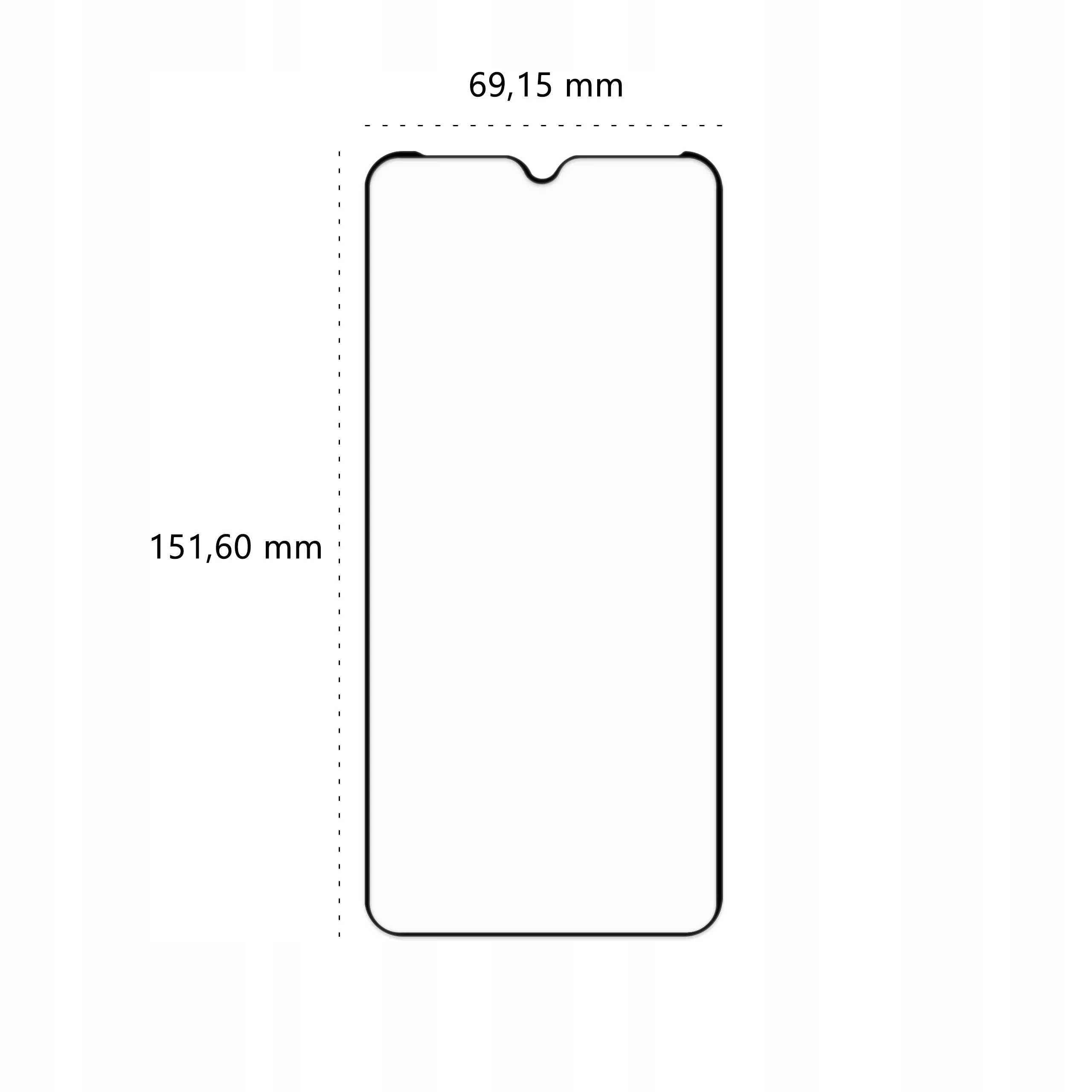 Wymiary szkła hartowanego 3D Polski Banan BananGuard w kolorze czarnym do telefonu Xiaomi Redmi Note 8