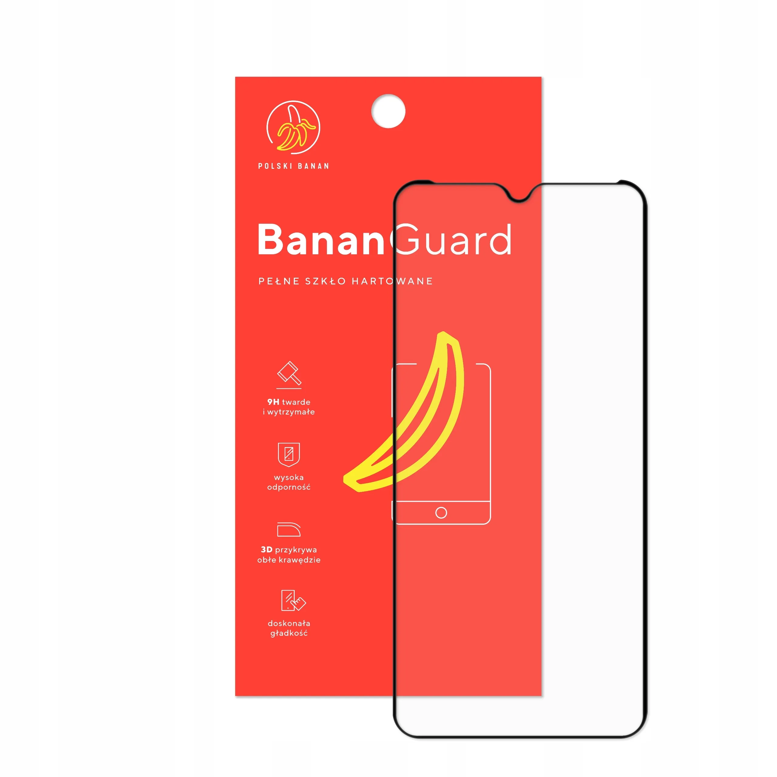 Szkło hartowane 5D Polski Banan BananGuard w kolorze czarnym z opakowaniem do telefonu Xiaomi Redmi Note 8
