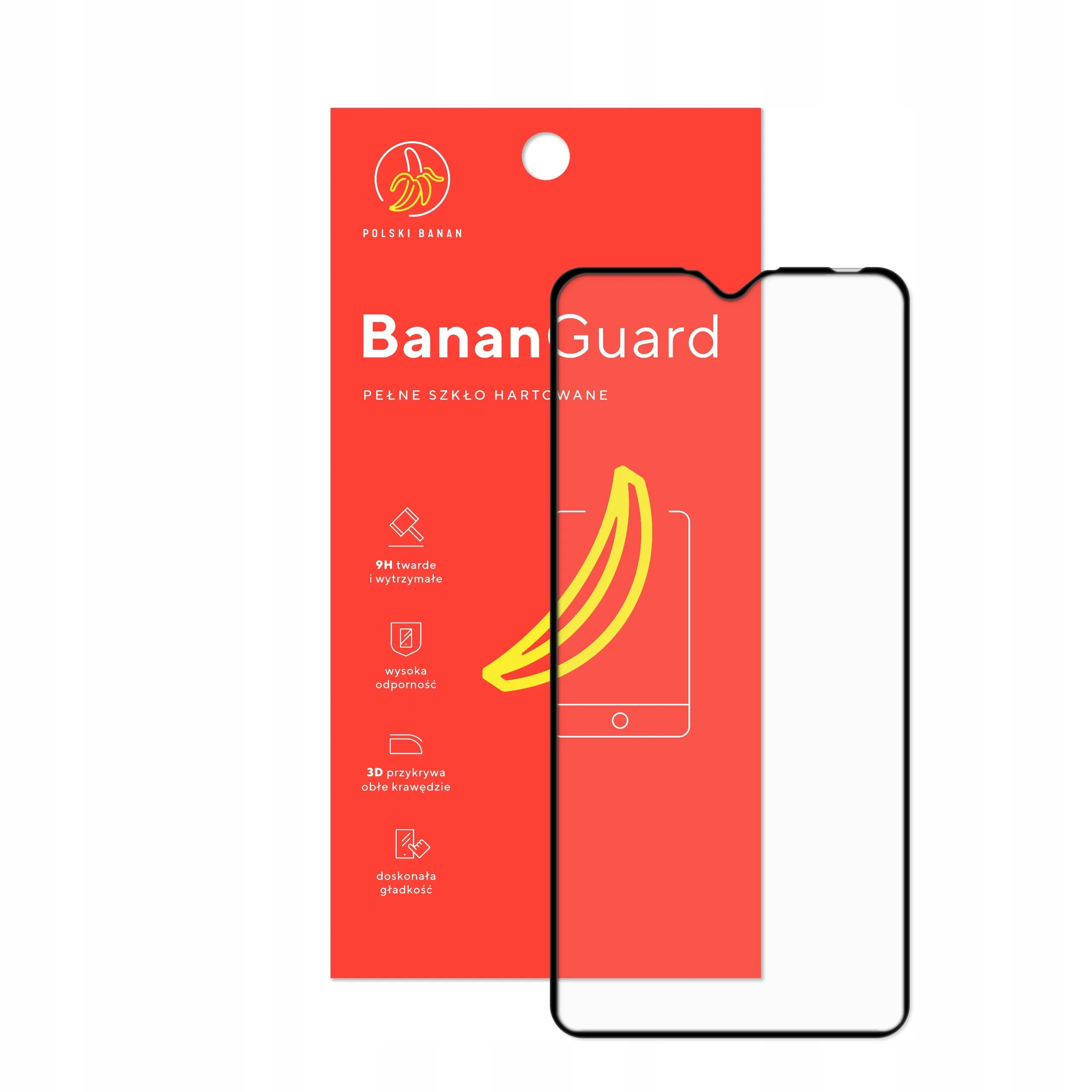 Szkło hartowane 5D Polski Banan BananGuard w kolorze czarnym z opakowaniem do telefonu Xiaomi Redmi 8 / 8A