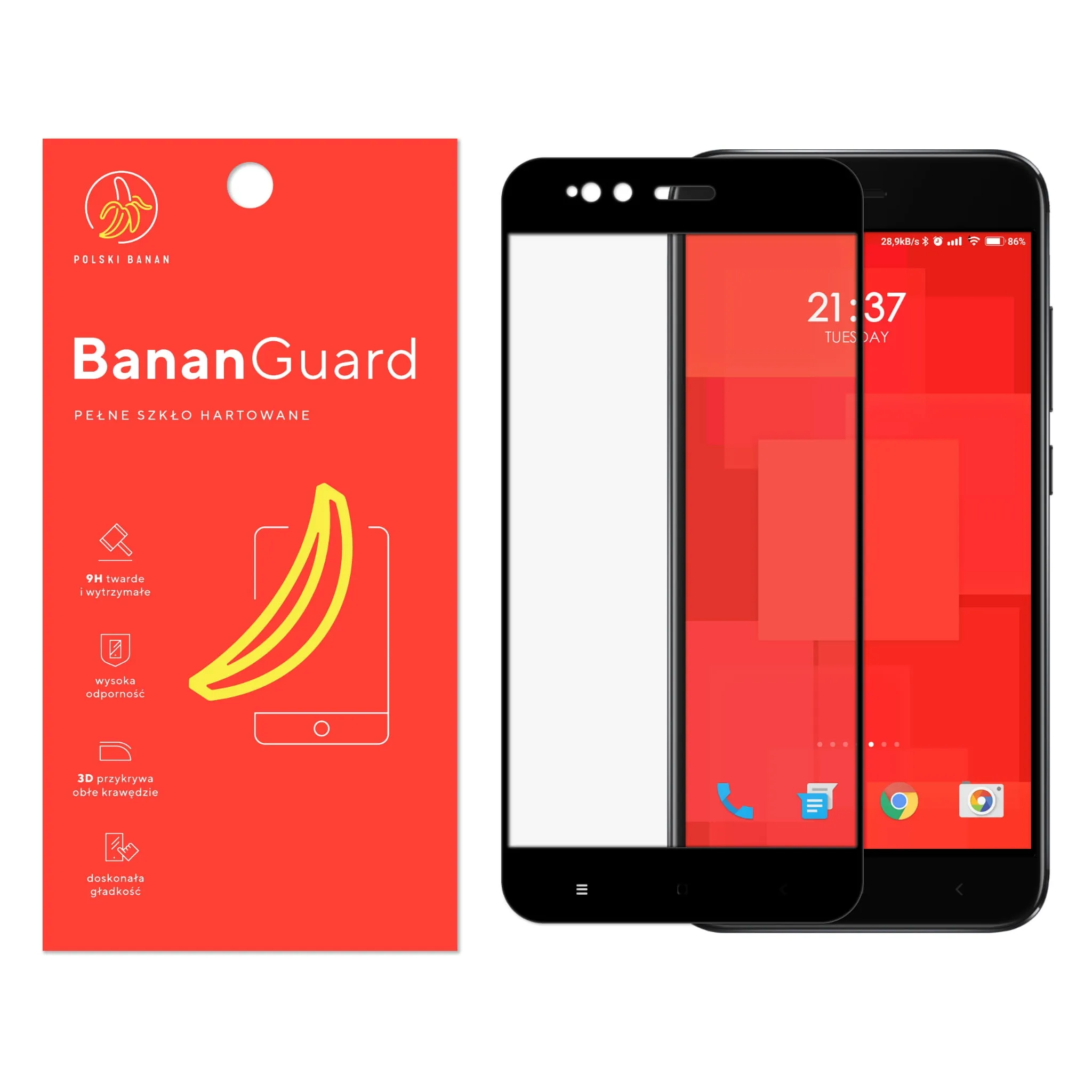 Szkło hartowane 5D Polski Banan BananGuard w kolorze czarnym do Xiaomi Mi 5X / Mi A1