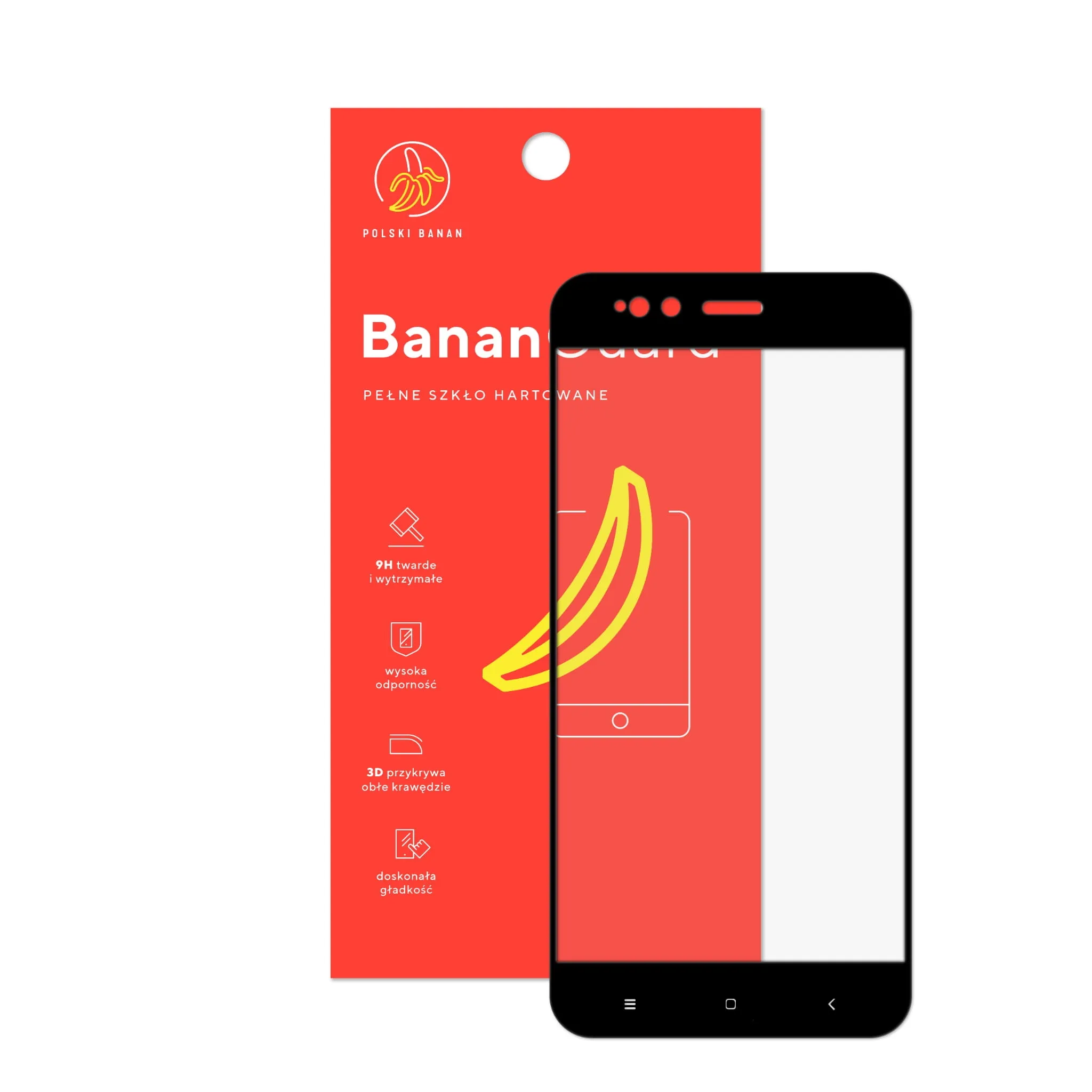 Szkło hartowane 5D Polski Banan BananGuard w kolorze czarnym z opakowaniem do telefonu Xiaomi Mi 5X / Mi A1