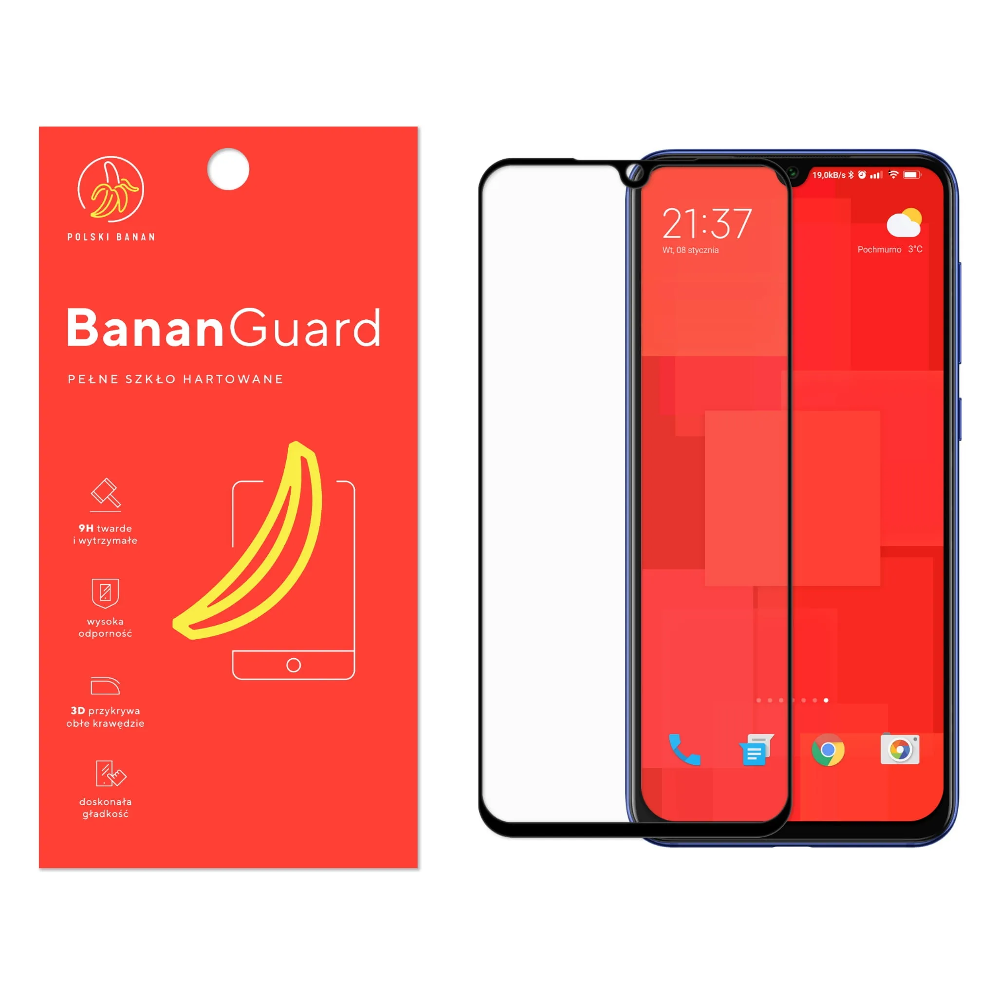Szkło hartowane 5D Polski Banan BananGuard w kolorze czarnym do Xiaomi Mi 9 SE